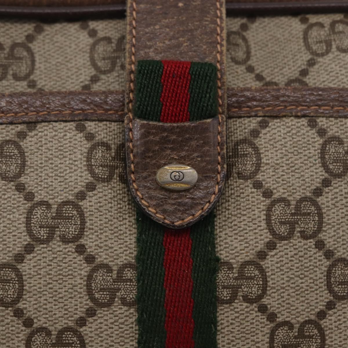 GUCCI GG Supreme Web Sherry Line Bag PVC Beige Gold 89 02 055 Auth 186975