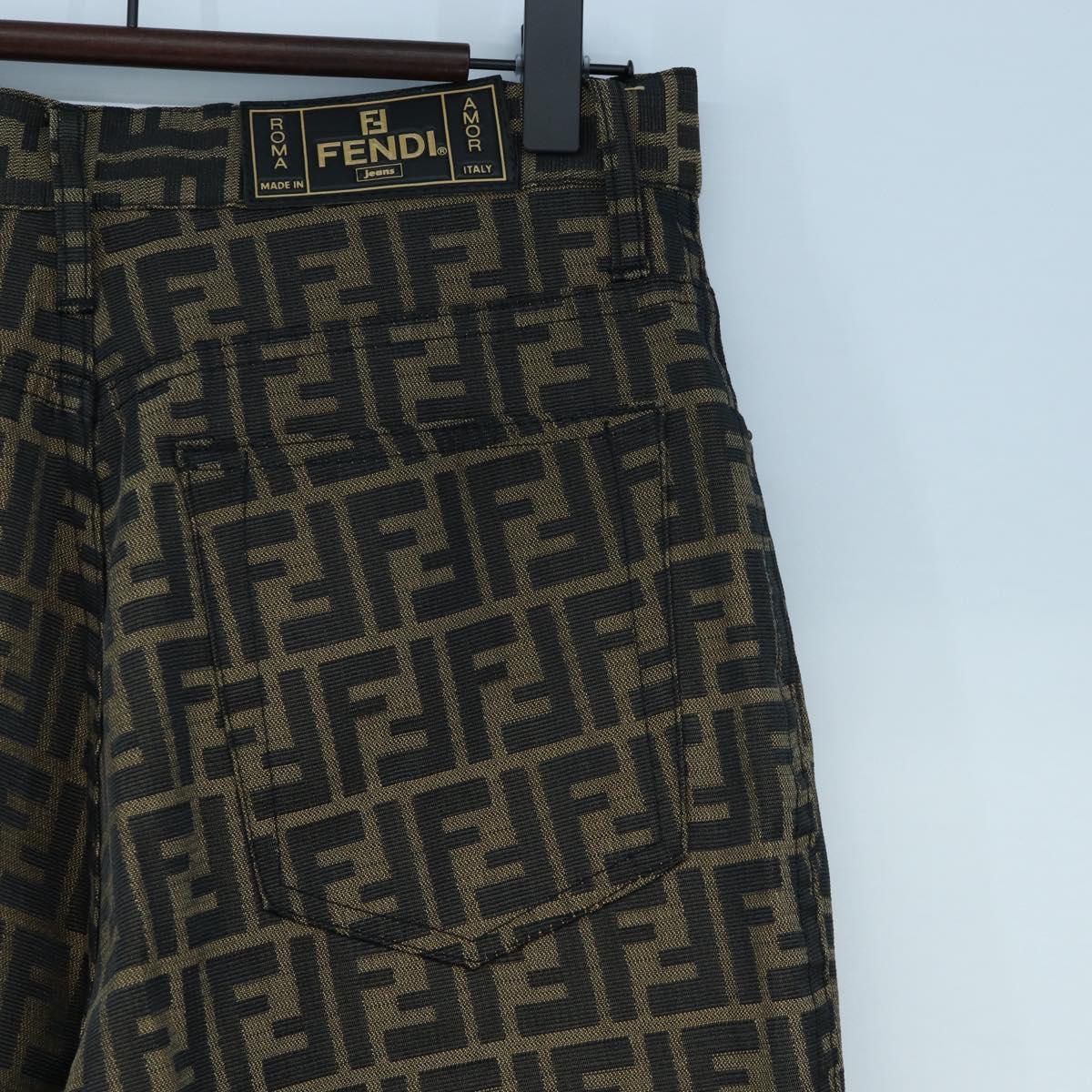 FENDI Zucca Canvas Pants XO Black Brown Auth 186981A