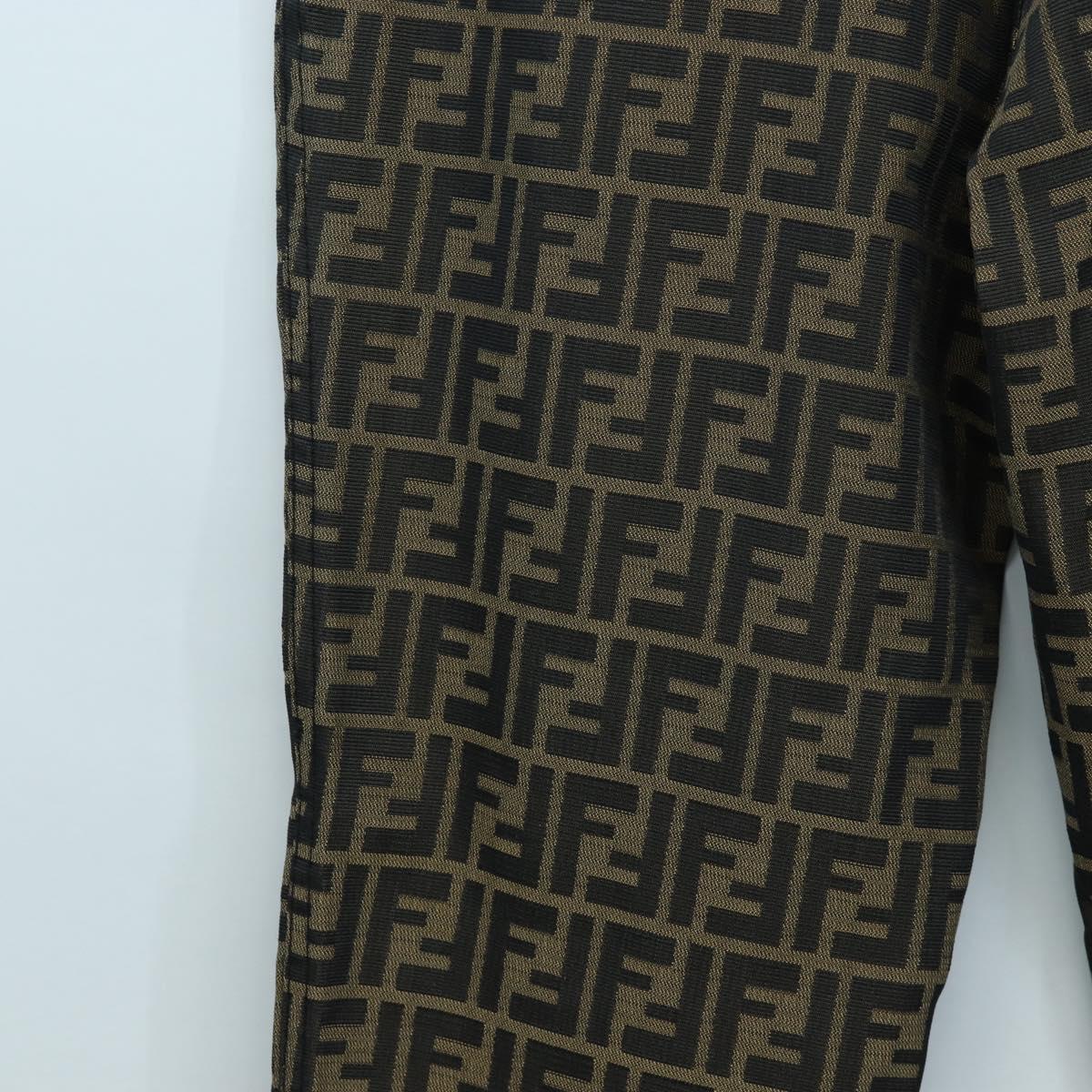 FENDI Zucca Canvas Pants XO Black Brown Auth 186981A