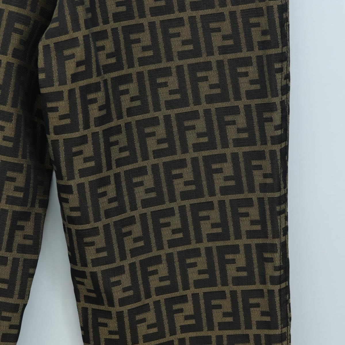 FENDI Zucca Canvas Pants XO Black Brown Auth 186981A