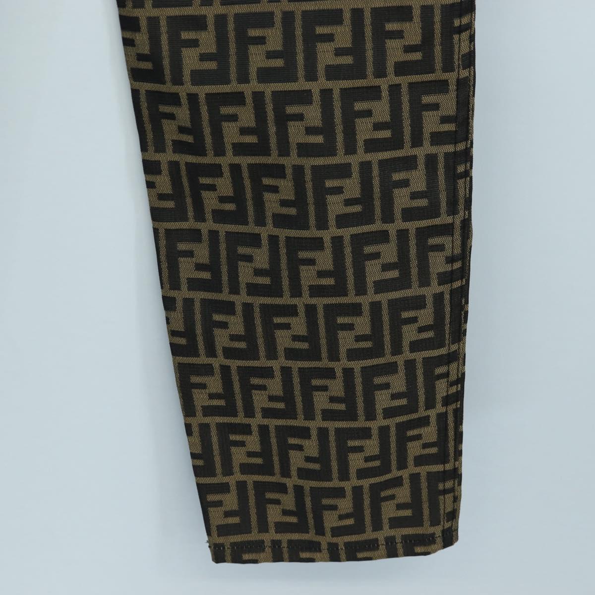 FENDI Zucca Canvas Pants XO Black Brown Auth 186981A