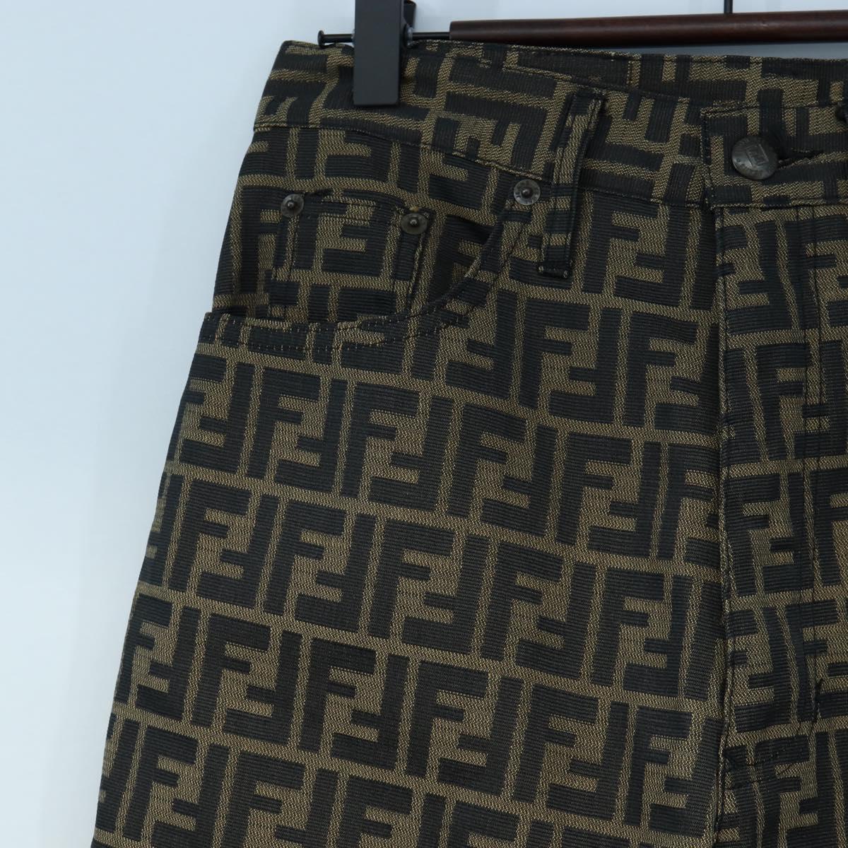 FENDI Zucca Canvas Pants XO Black Brown Auth 186981A