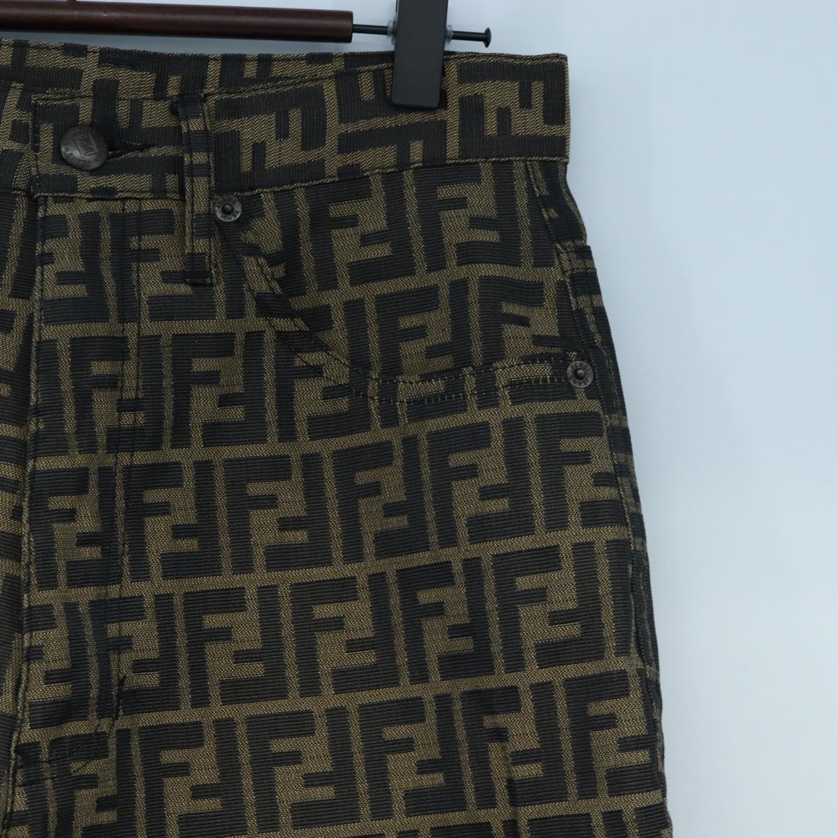 FENDI Zucca Canvas Pants XO Black Brown Auth 186981A