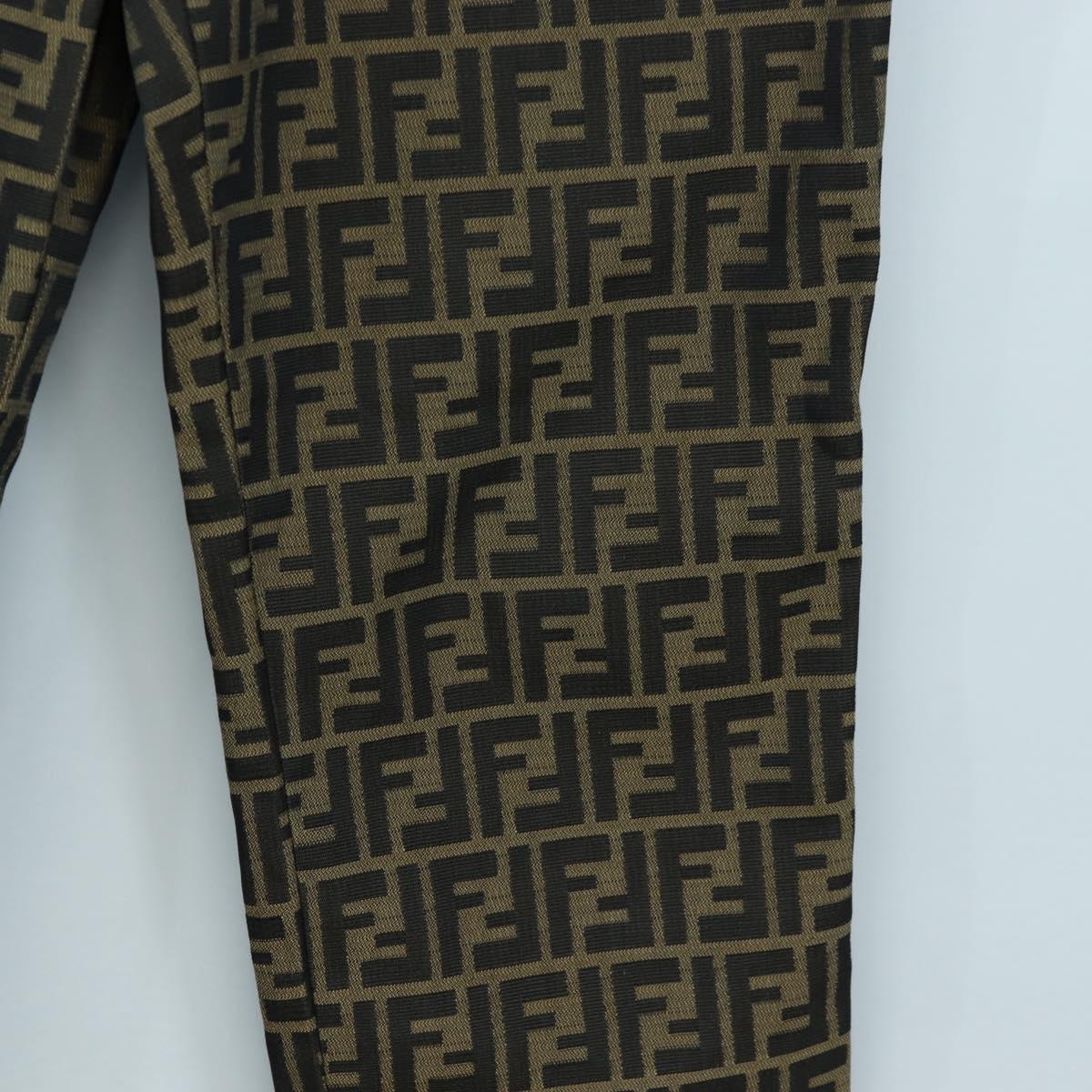 FENDI Zucca Canvas Pants XO Black Brown Auth 186981A