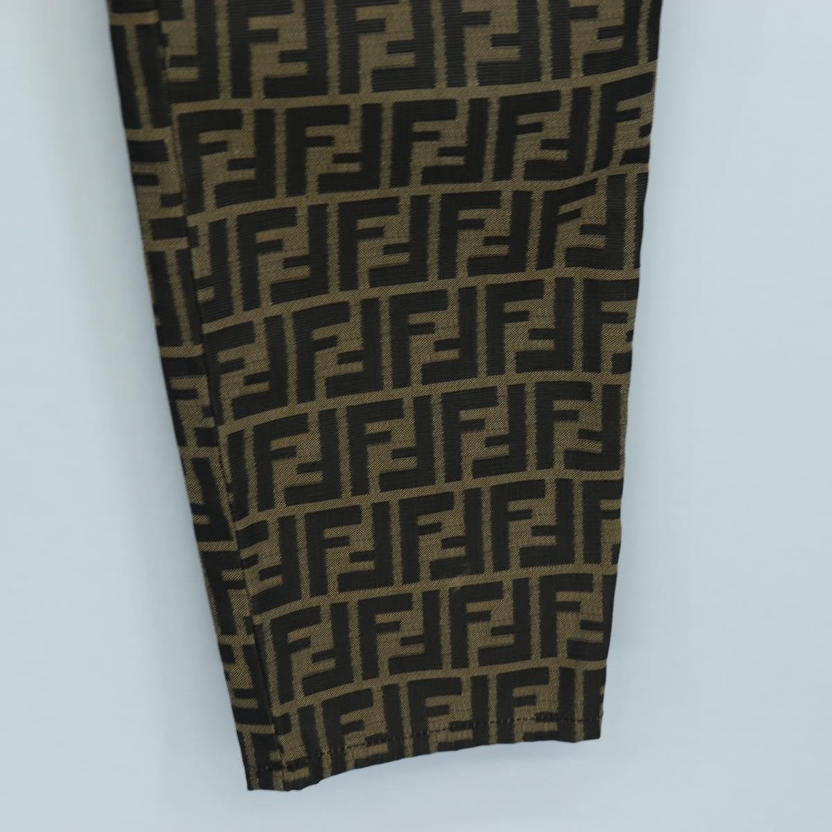 FENDI Zucca Canvas Pants XO Black Brown Auth 186981A