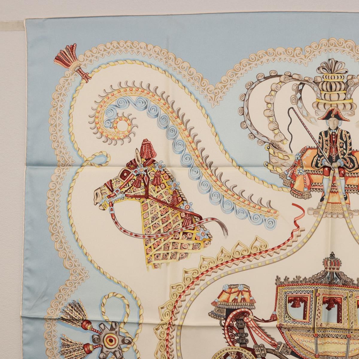 HERMES Carre 90 Scarf Silk Light Blue Auth 186988