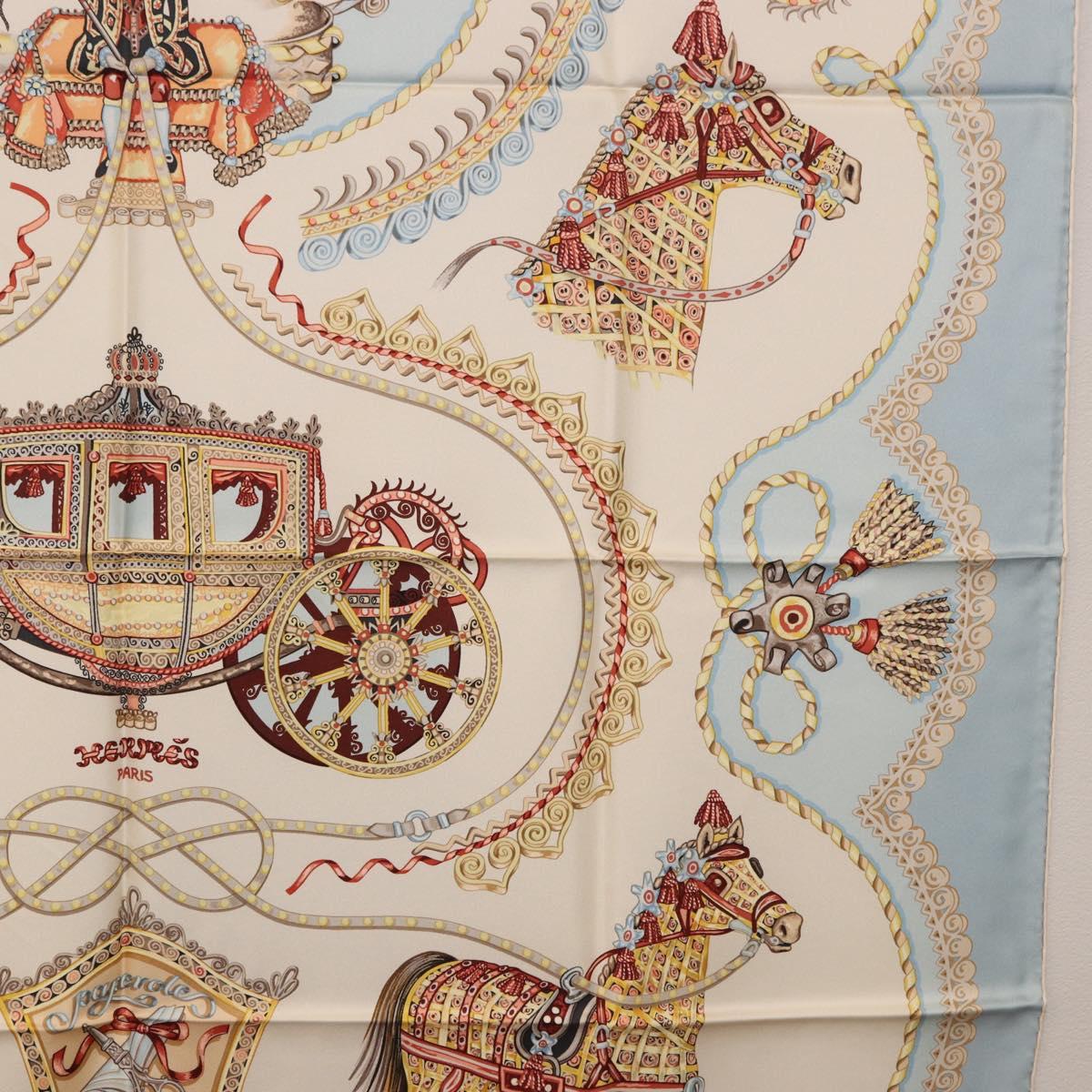 HERMES Carre 90 Scarf Silk Light Blue Auth 186988