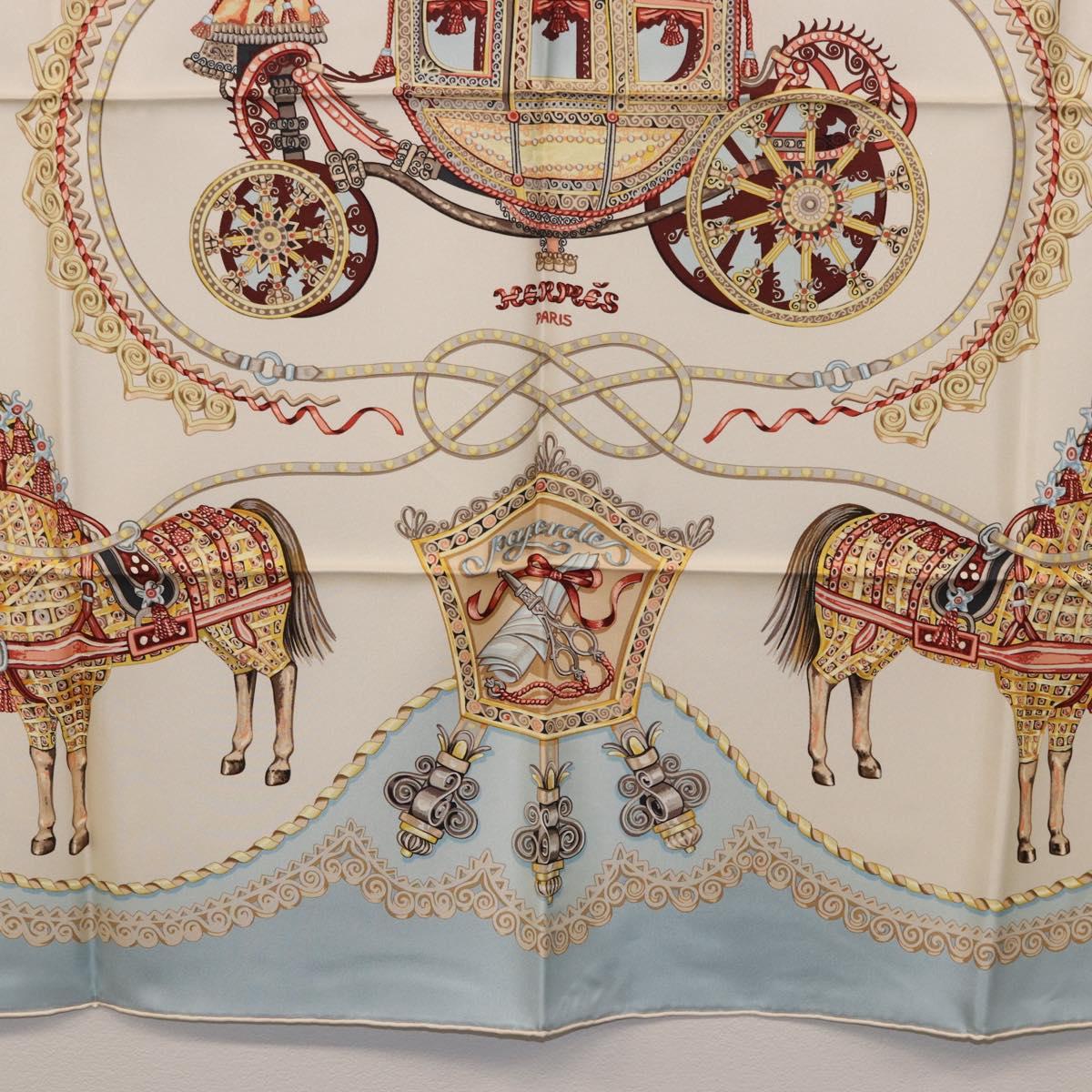 HERMES Carre 90 Scarf Silk Light Blue Auth 186988