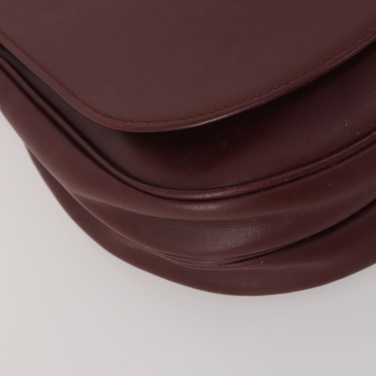 CARTIER Must Line Shoulder Bag Leather 2 Set Bordeaux Gold Auth 186999
