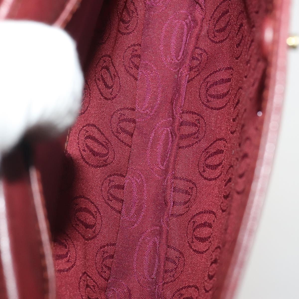CARTIER Must Line Shoulder Bag Leather 2 Set Bordeaux Gold Auth 186999