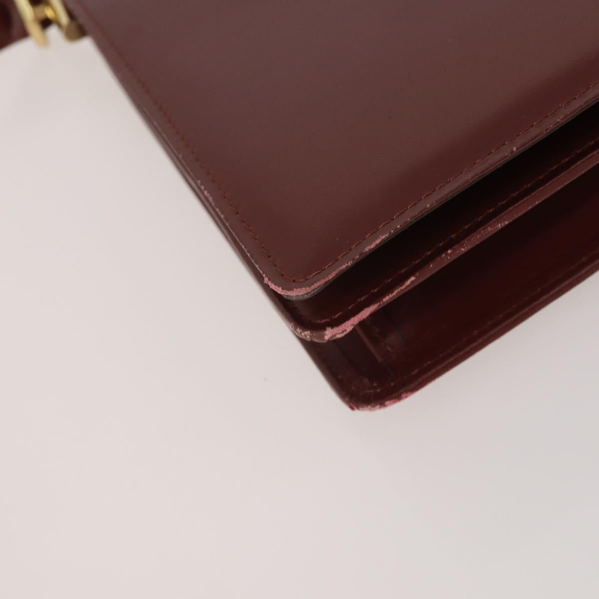 CARTIER Must Line Shoulder Bag Leather 2 Set Bordeaux Gold Auth 186999