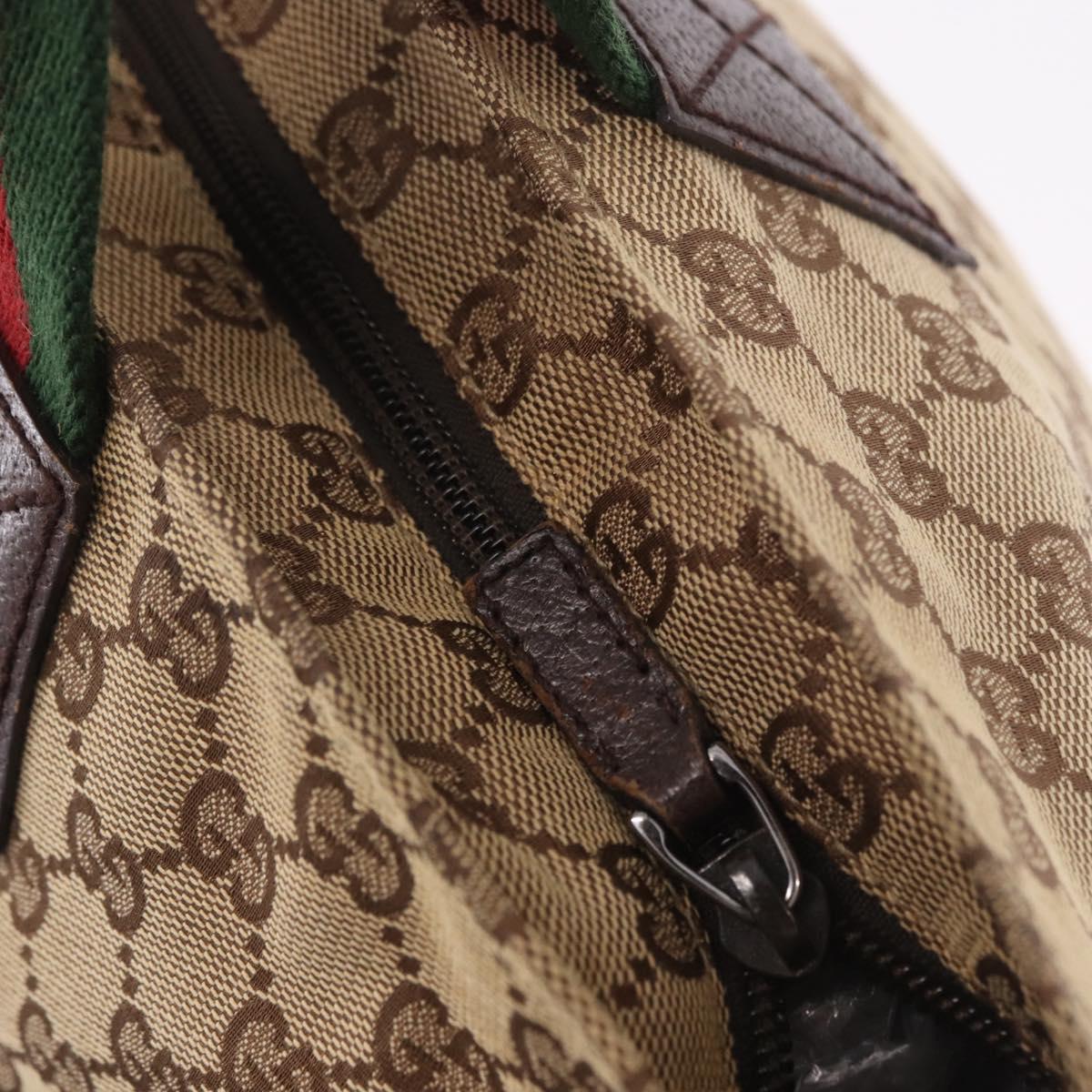GUCCI GG Canvas Web Sherry Line Tote Bag Beige Silver Red 131230 Auth 187021