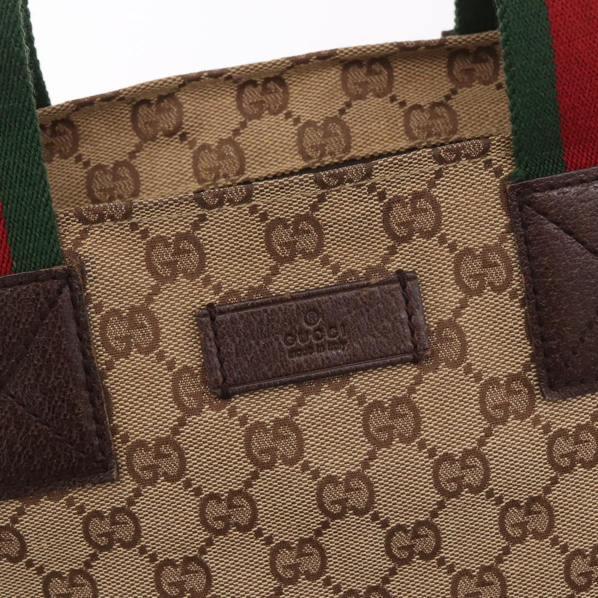 GUCCI GG Canvas Web Sherry Line Tote Bag Beige Silver Red 131230 Auth 187021