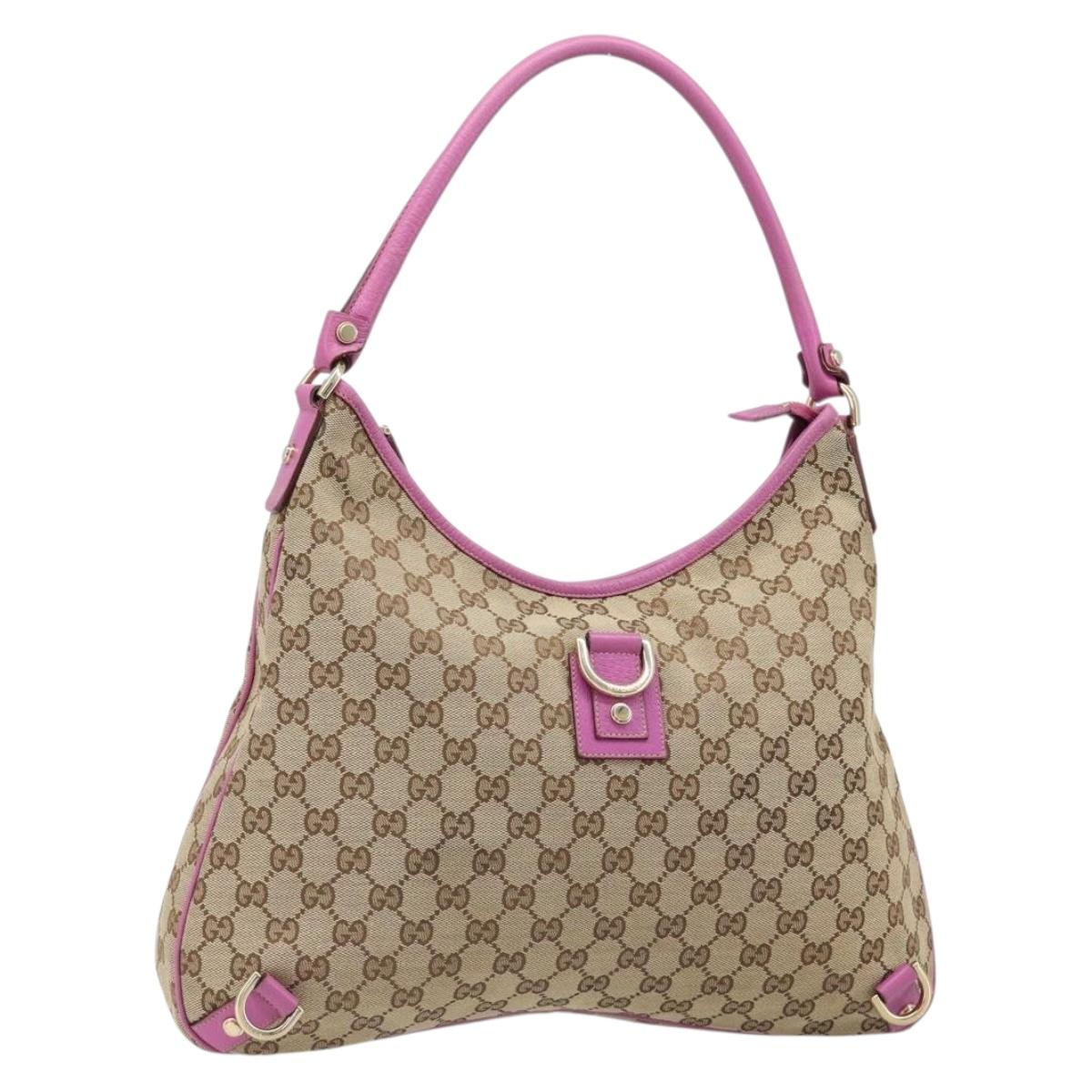 GUCCI GG Canvas Abbey Shoulder Bag Beige Gold 130737 Auth 187022SAV