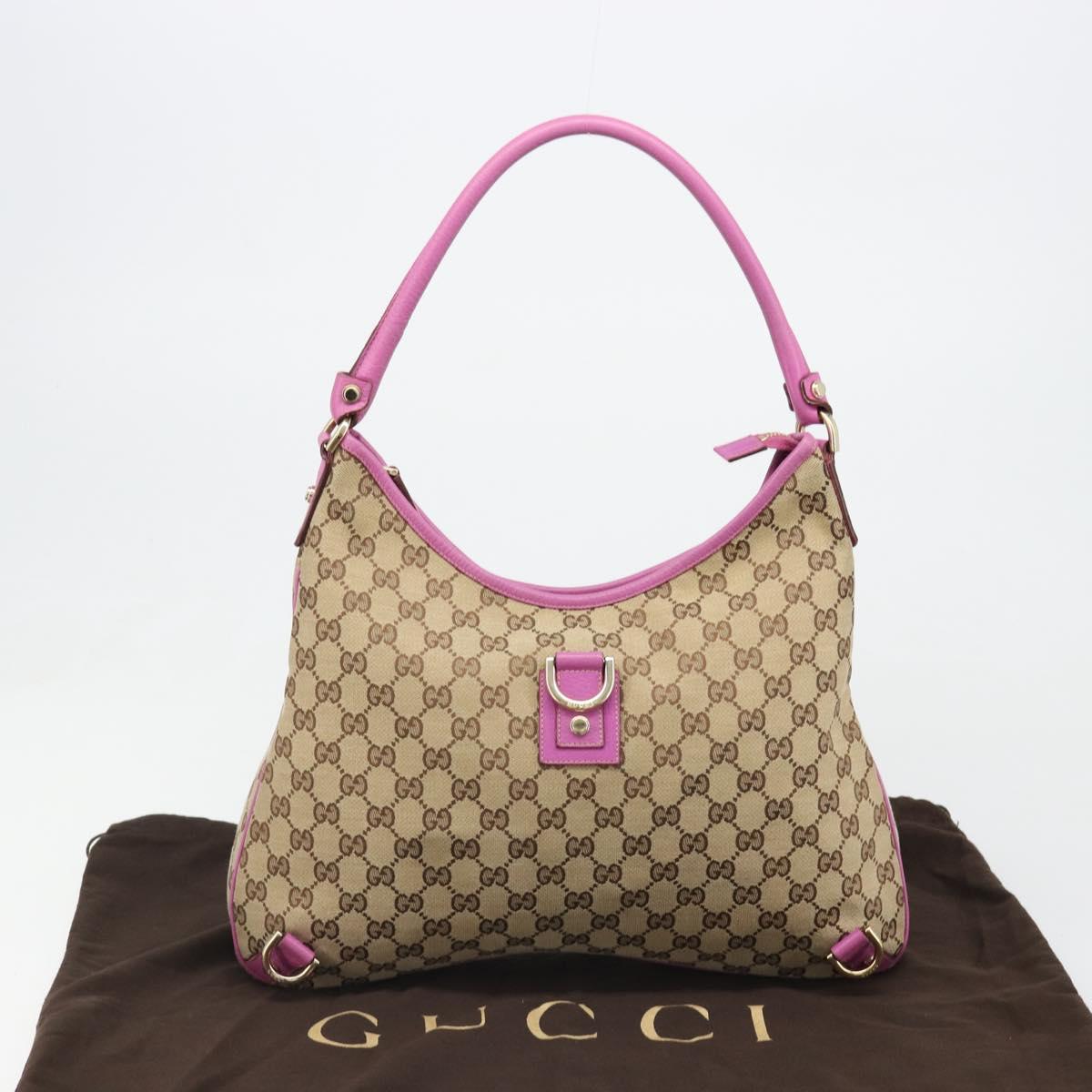 GUCCI GG Canvas Abbey Shoulder Bag Beige Gold 130737 Auth 187022SAV