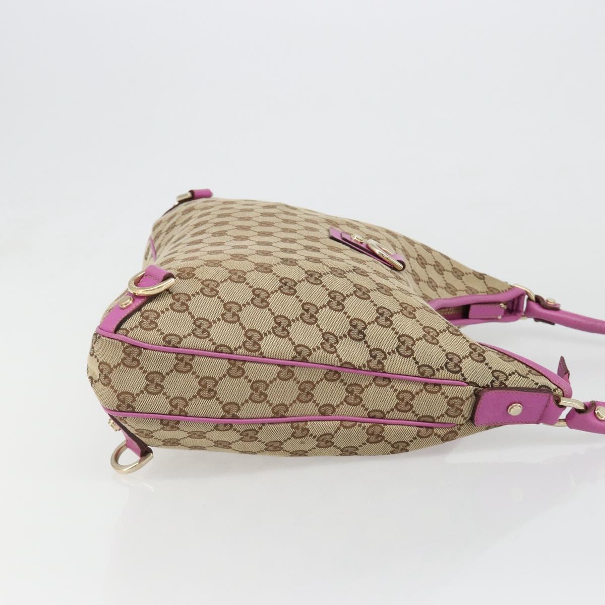 GUCCI GG Canvas Abbey Shoulder Bag Beige Gold 130737 Auth 187022SAV
