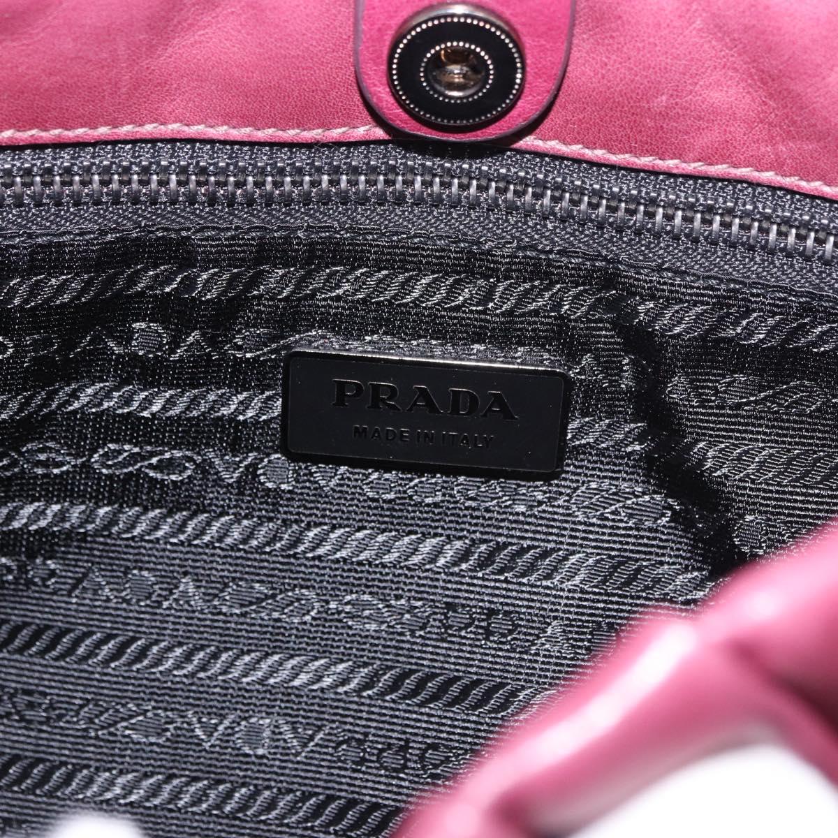 PRADA Shoulder Bag Leather Bordeaux Silver Auth 187025SAV
