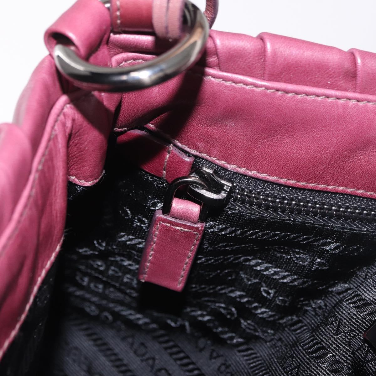 PRADA Shoulder Bag Leather Bordeaux Silver Auth 187025SAV