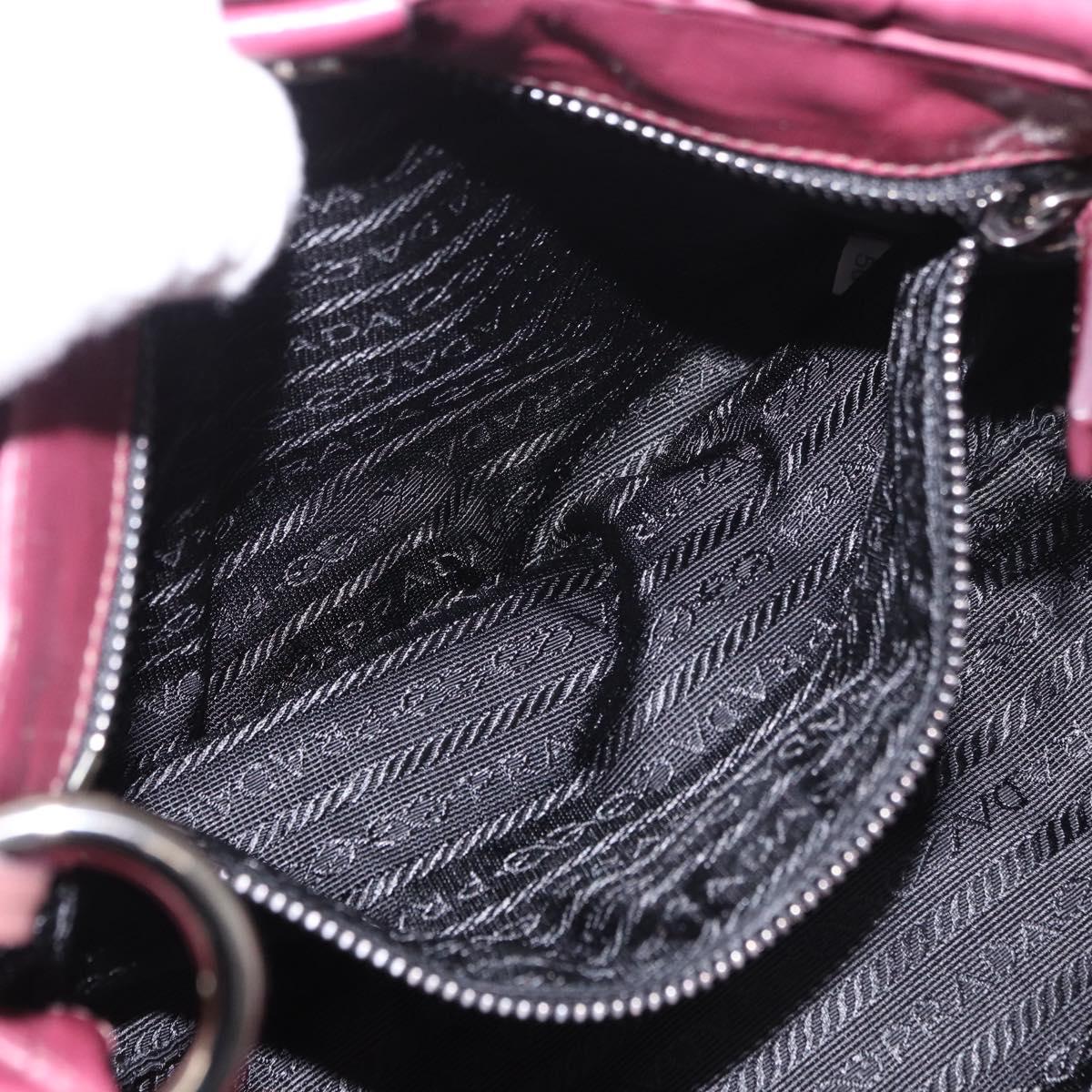 PRADA Shoulder Bag Leather Bordeaux Silver Auth 187025SAV