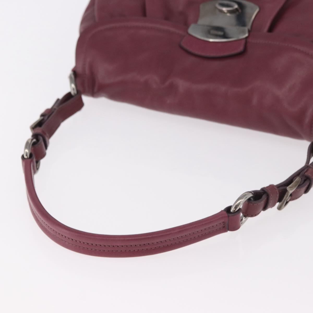 PRADA Shoulder Bag Leather Bordeaux Silver Auth 187025SAV