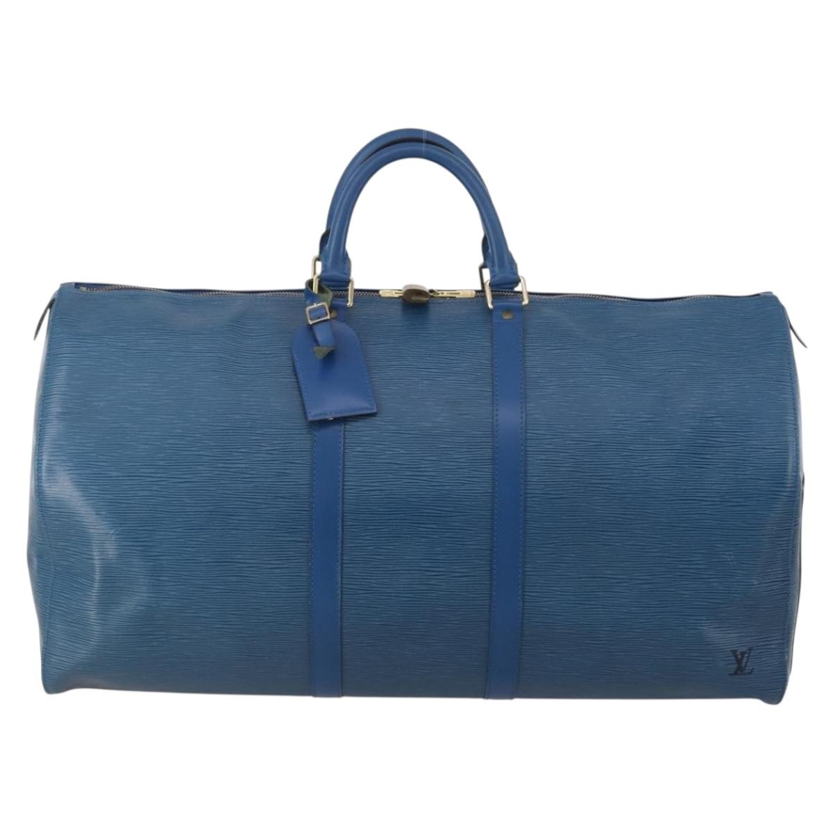 LOUIS VUITTON Epi Keepall 55 Boston Bag Toledo Blue M42955 LV Auth 187027A