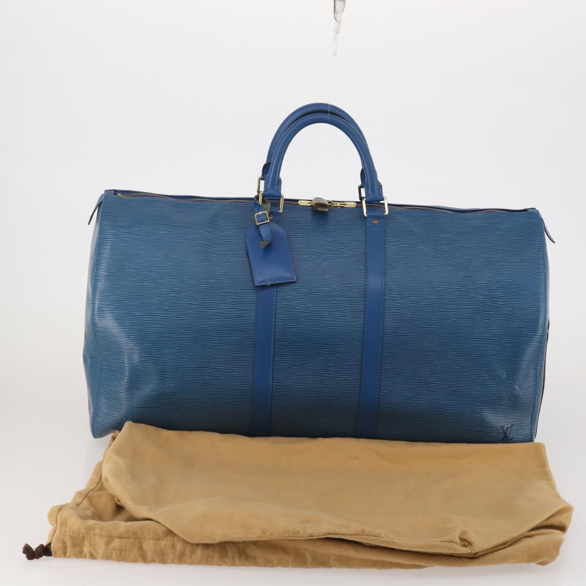 LOUIS VUITTON Epi Keepall 55 Boston Bag Toledo Blue M42955 LV Auth 187027A