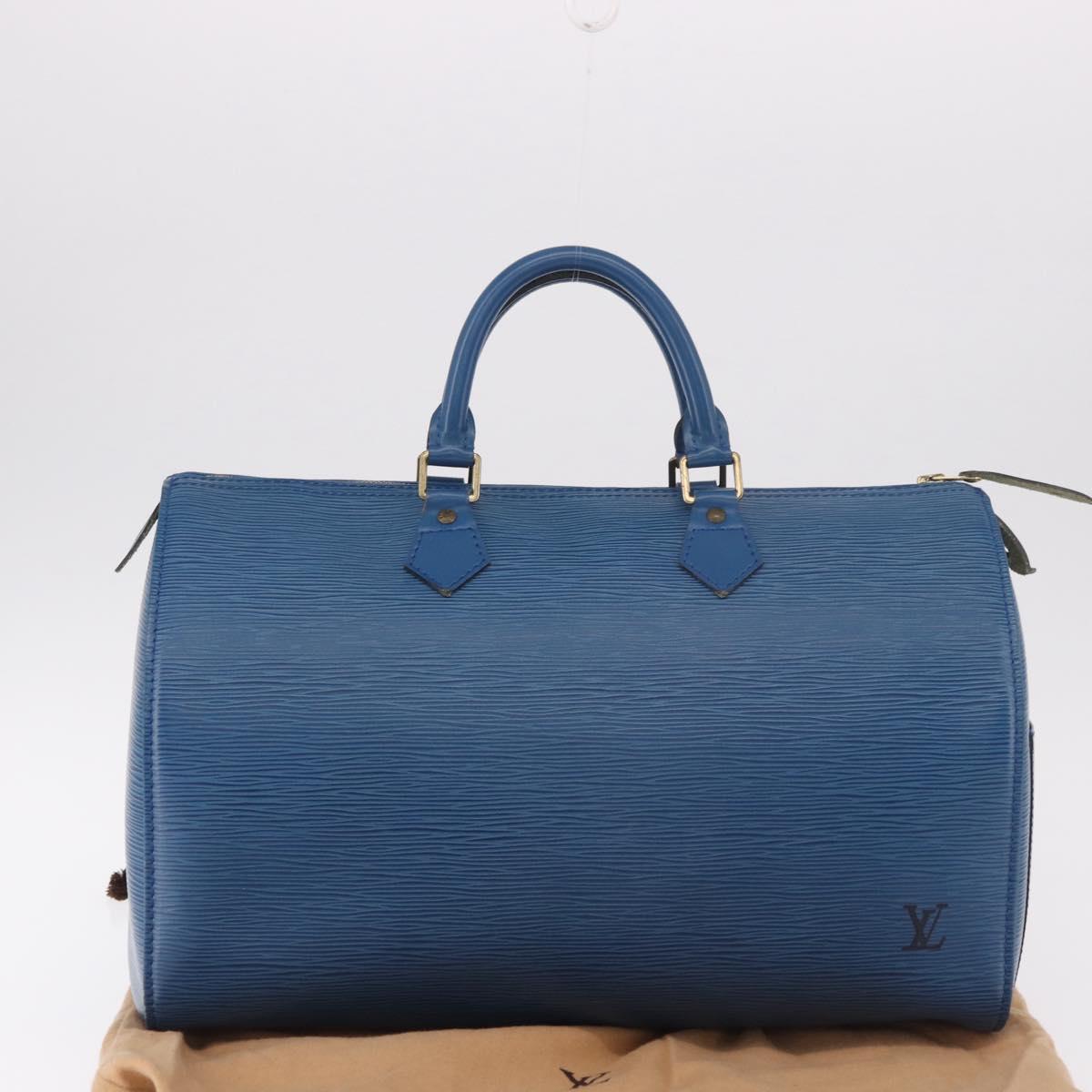LOUIS VUITTON Epi Speedy 35 Hand Bag Toledo Blue M42995 LV Auth 187028SAV