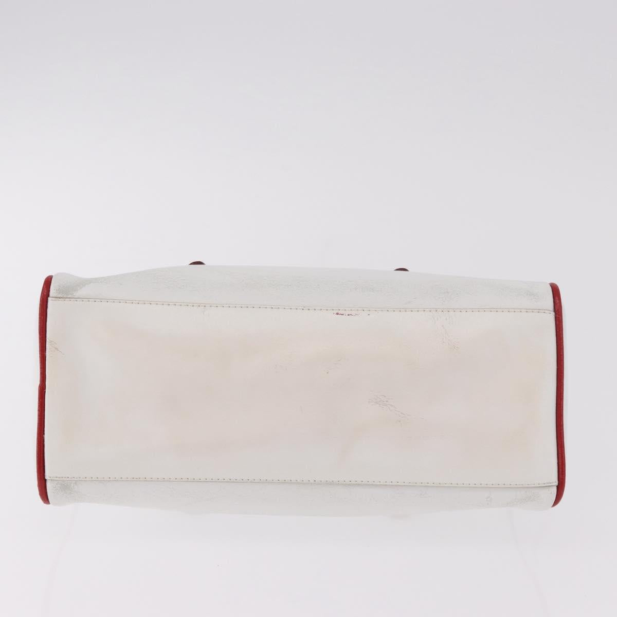 Miu Miu Hand Bag Leather White Silver Auth 187031