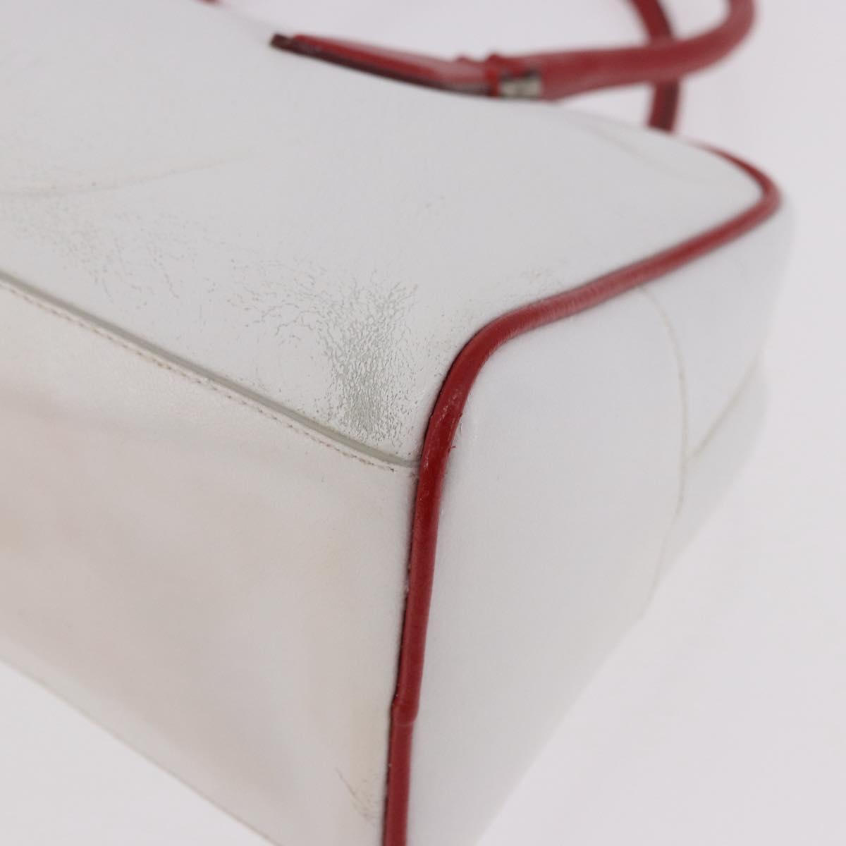 Miu Miu Hand Bag Leather White Silver Auth 187031