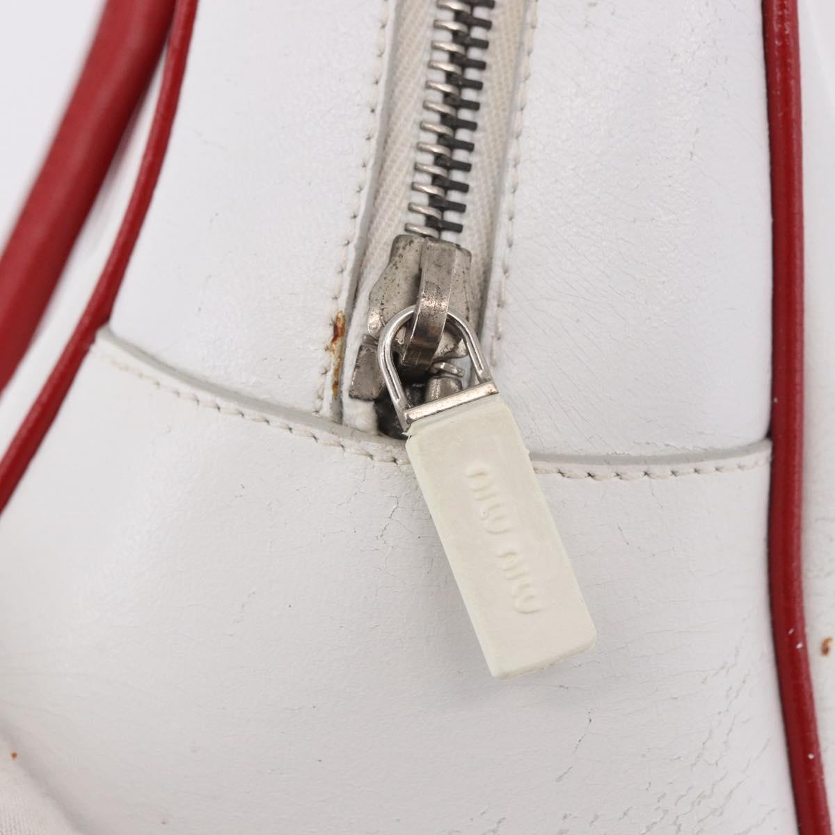 Miu Miu Hand Bag Leather White Silver Auth 187031