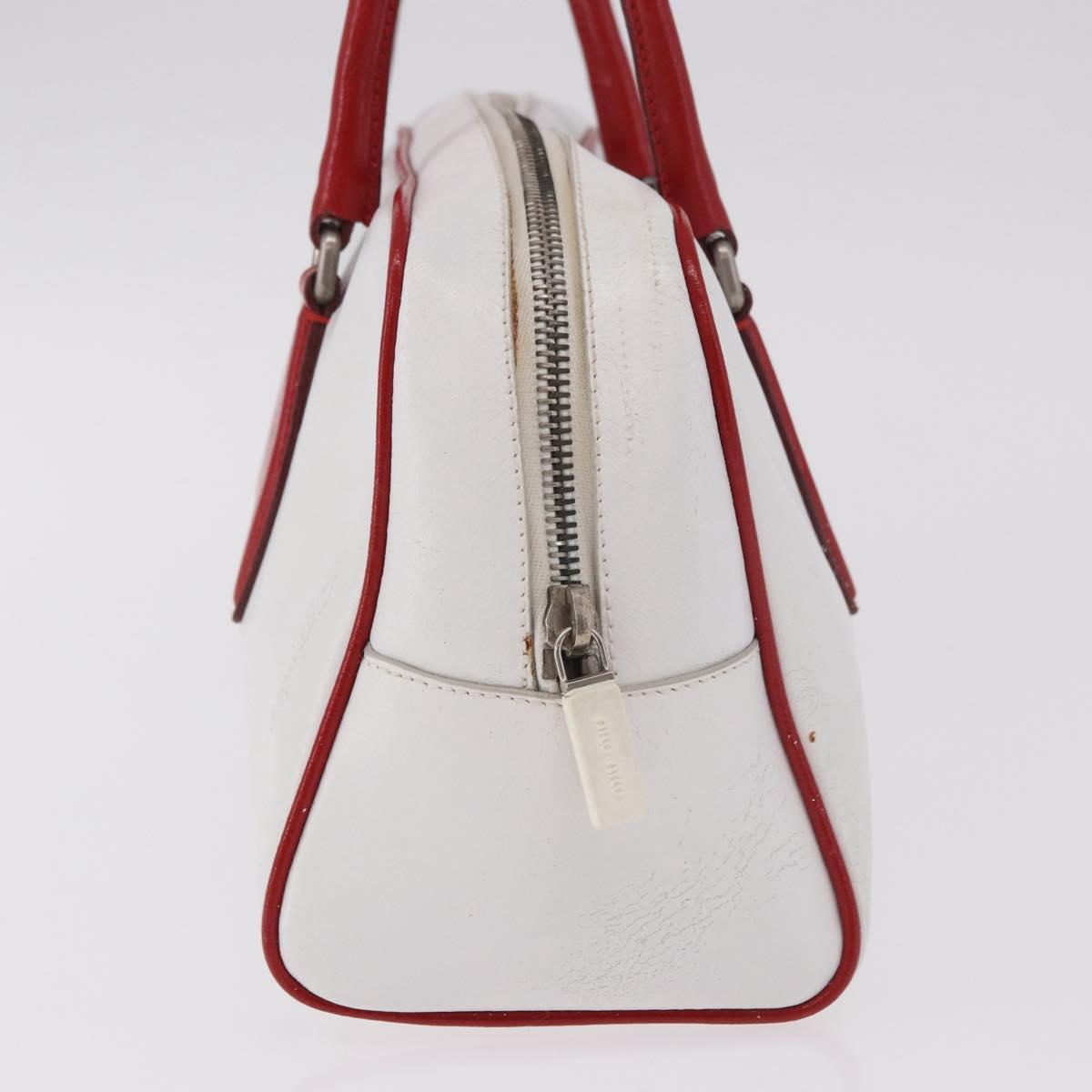 Miu Miu Hand Bag Leather White Silver Auth 187031