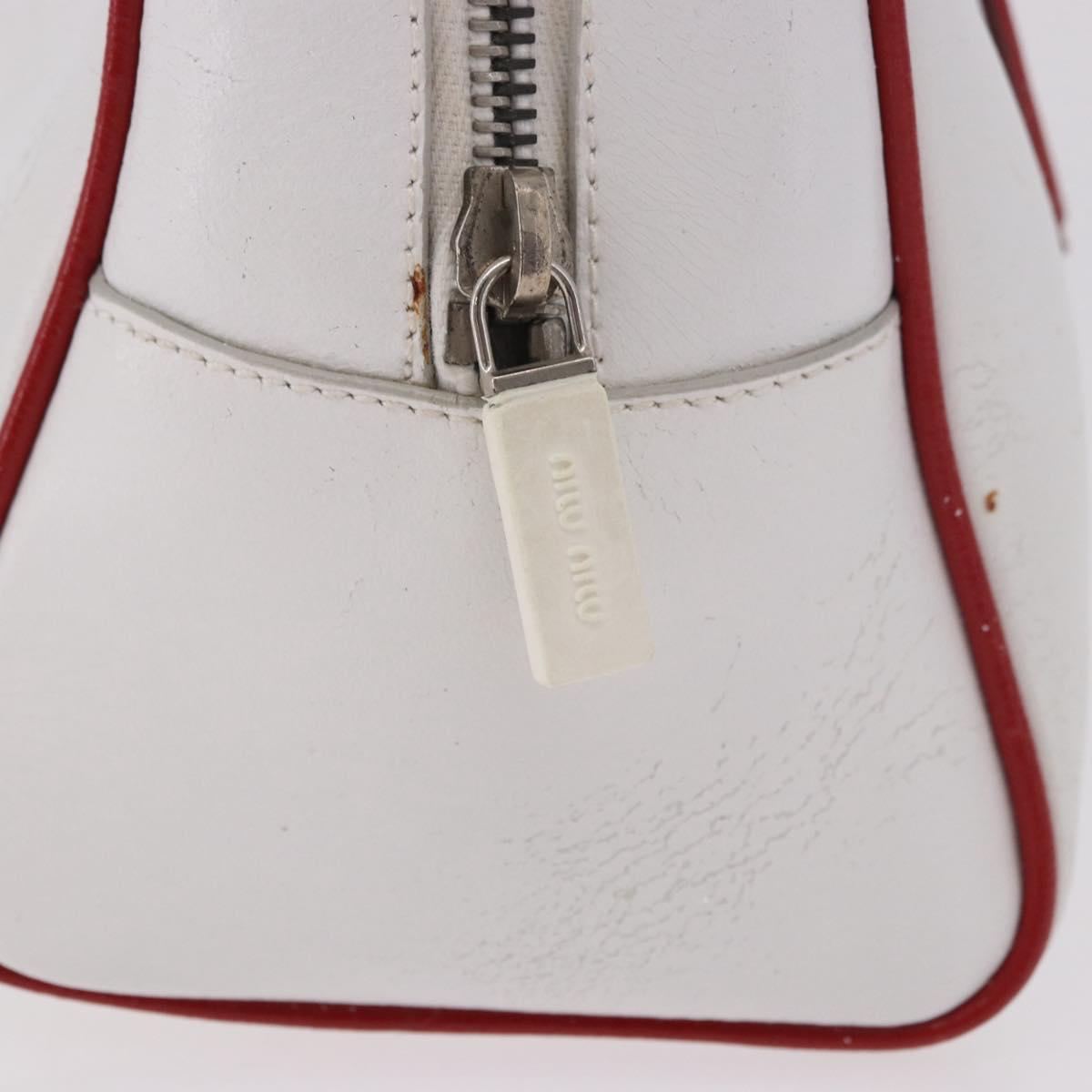 Miu Miu Hand Bag Leather White Silver Auth 187031