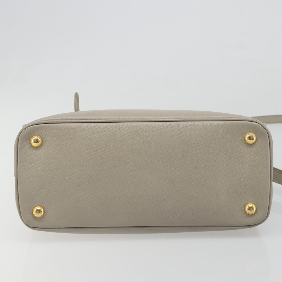 PRADA Hand Bag Saffiano leather 2way Gray Gold Auth 187034A