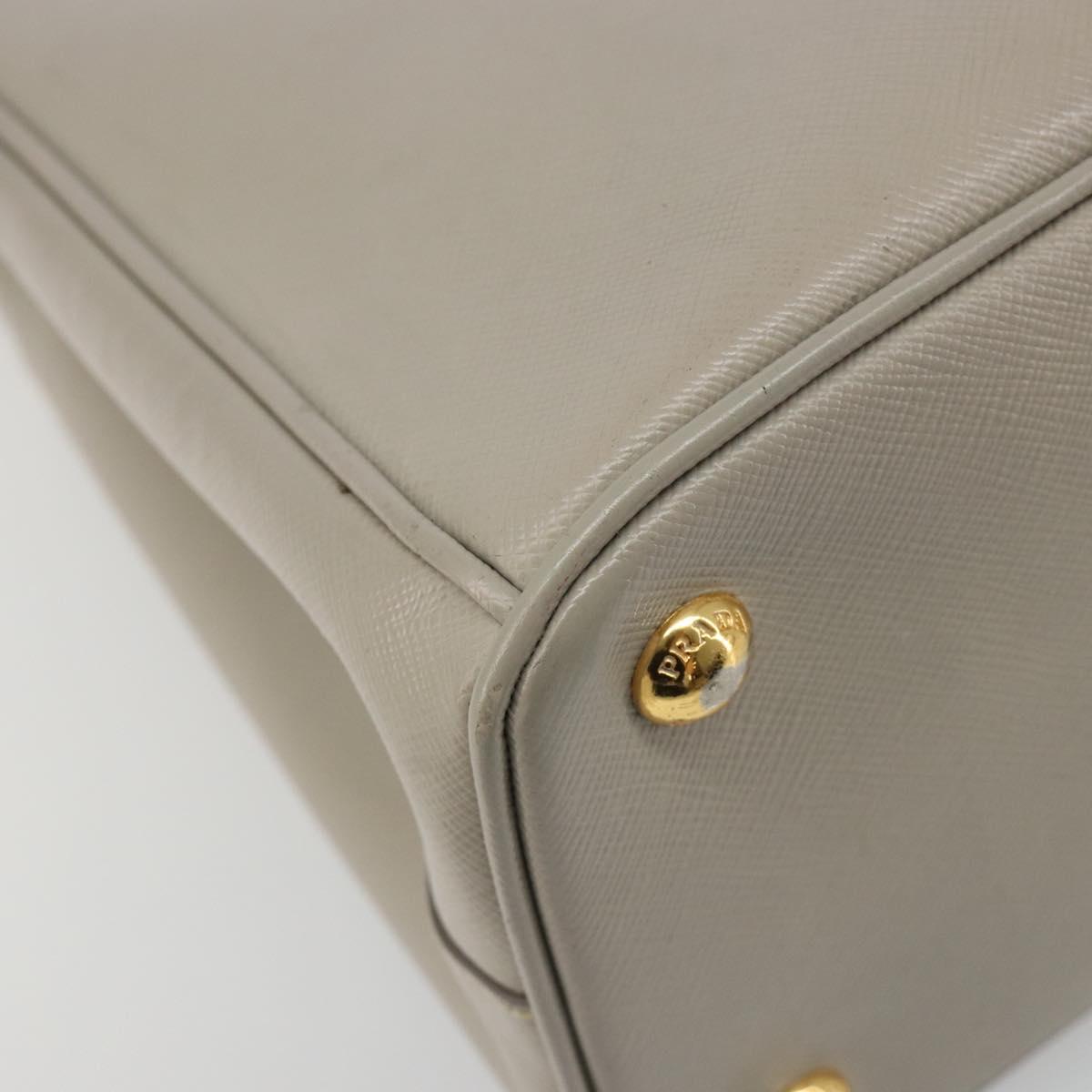 PRADA Hand Bag Saffiano leather 2way Gray Gold Auth 187034A