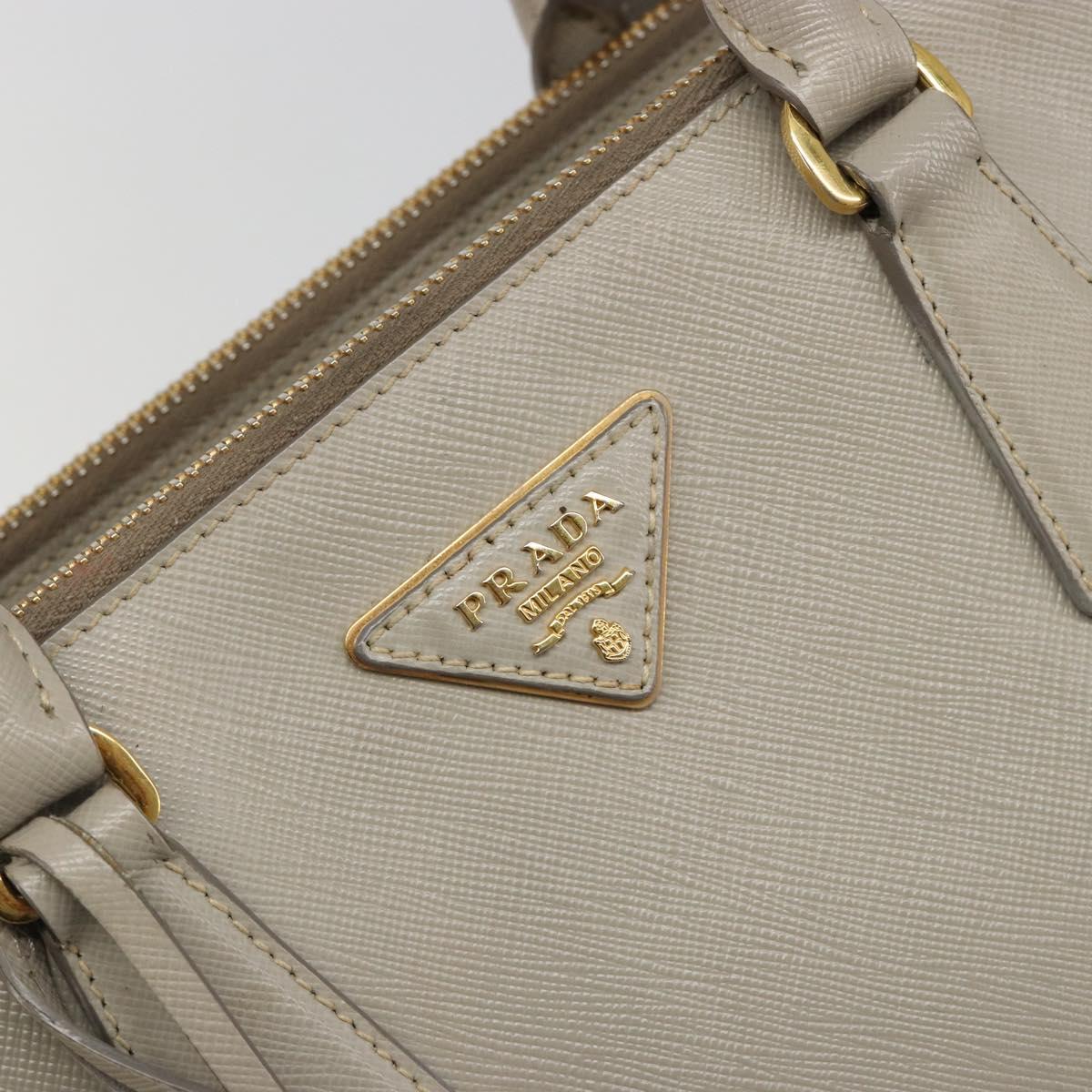 PRADA Hand Bag Saffiano leather 2way Gray Gold Auth 187034A