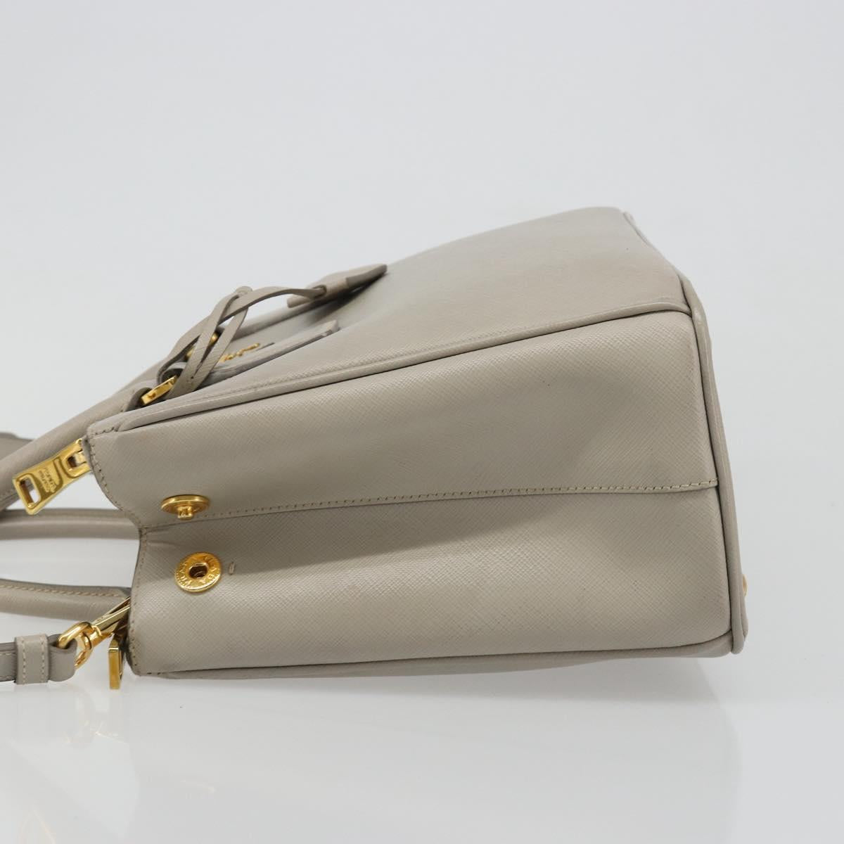 PRADA Hand Bag Saffiano leather 2way Gray Gold Auth 187034A