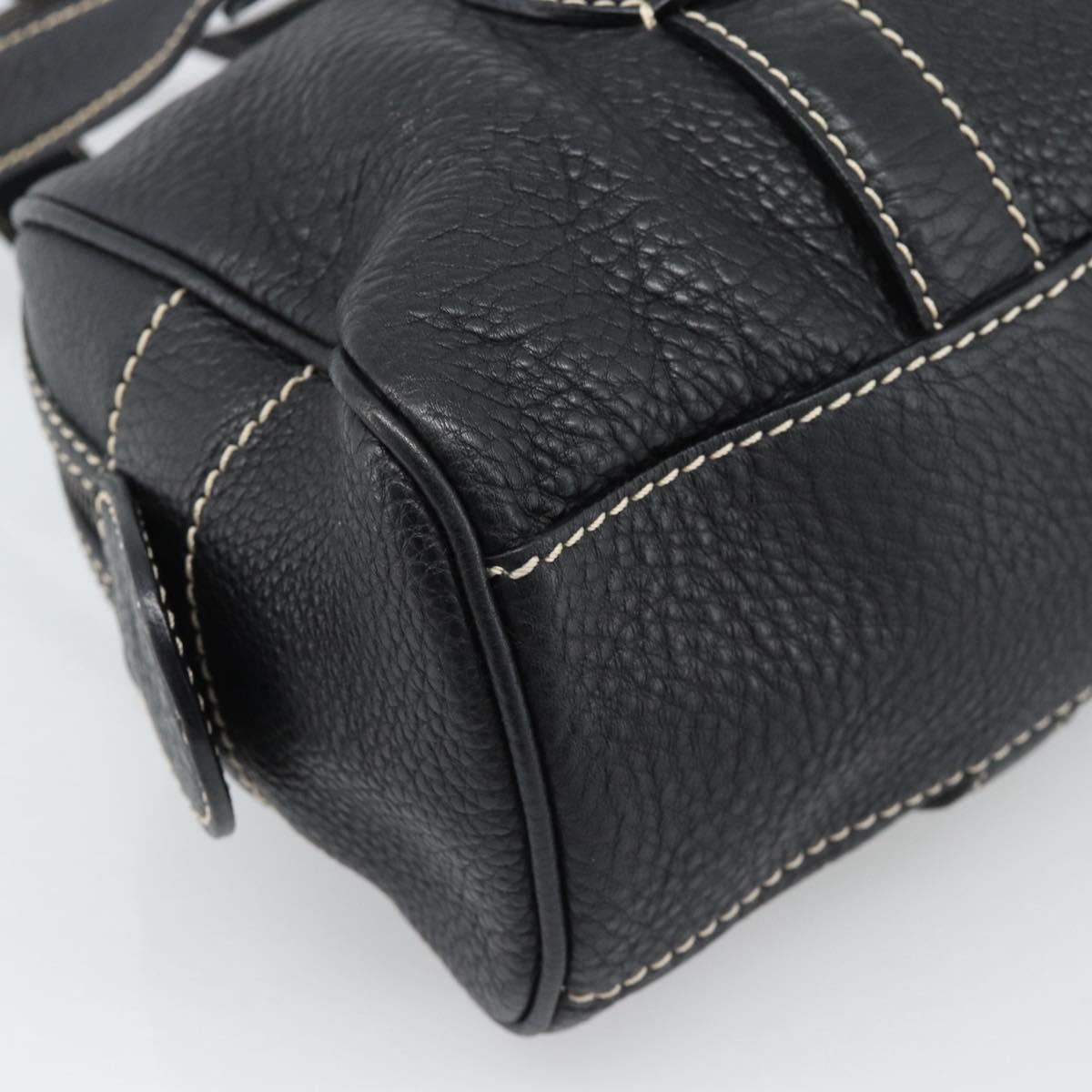 CELINE Tote Bag Leather Black Gold Auth 187040SAV