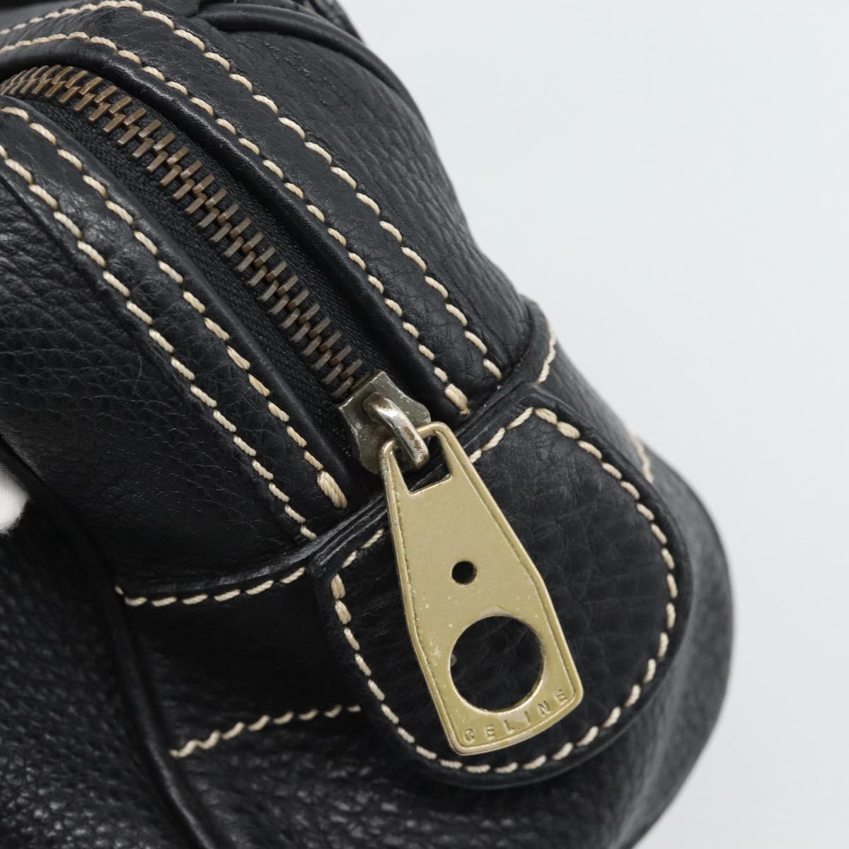 CELINE Tote Bag Leather Black Gold Auth 187040SAV
