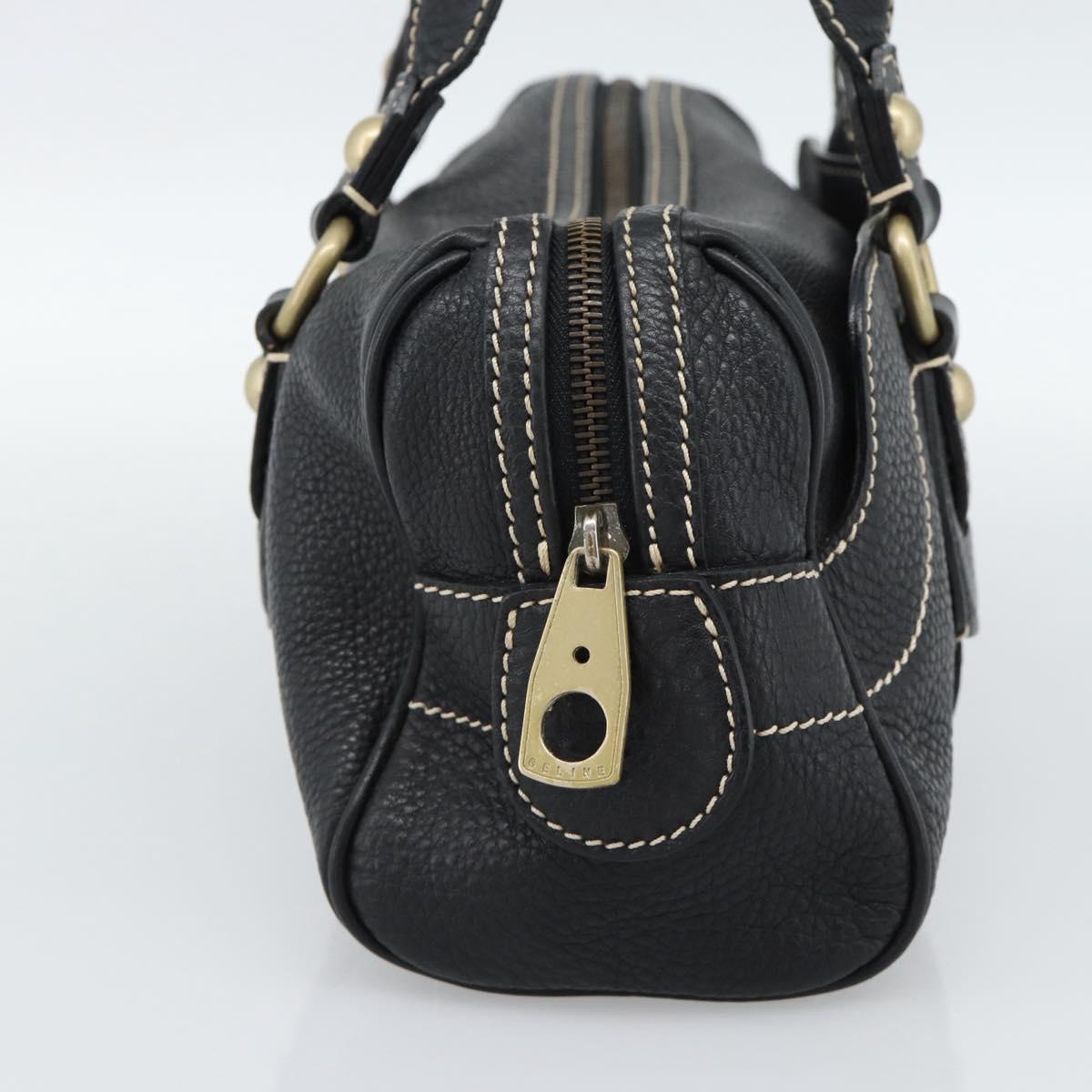 CELINE Tote Bag Leather Black Gold Auth 187040SAV