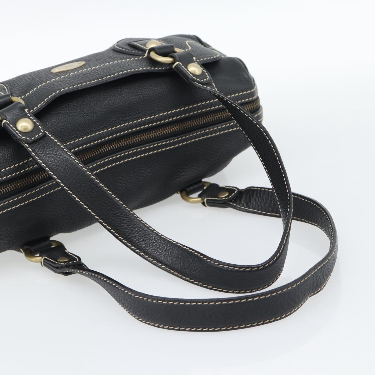 CELINE Tote Bag Leather Black Gold Auth 187040SAV