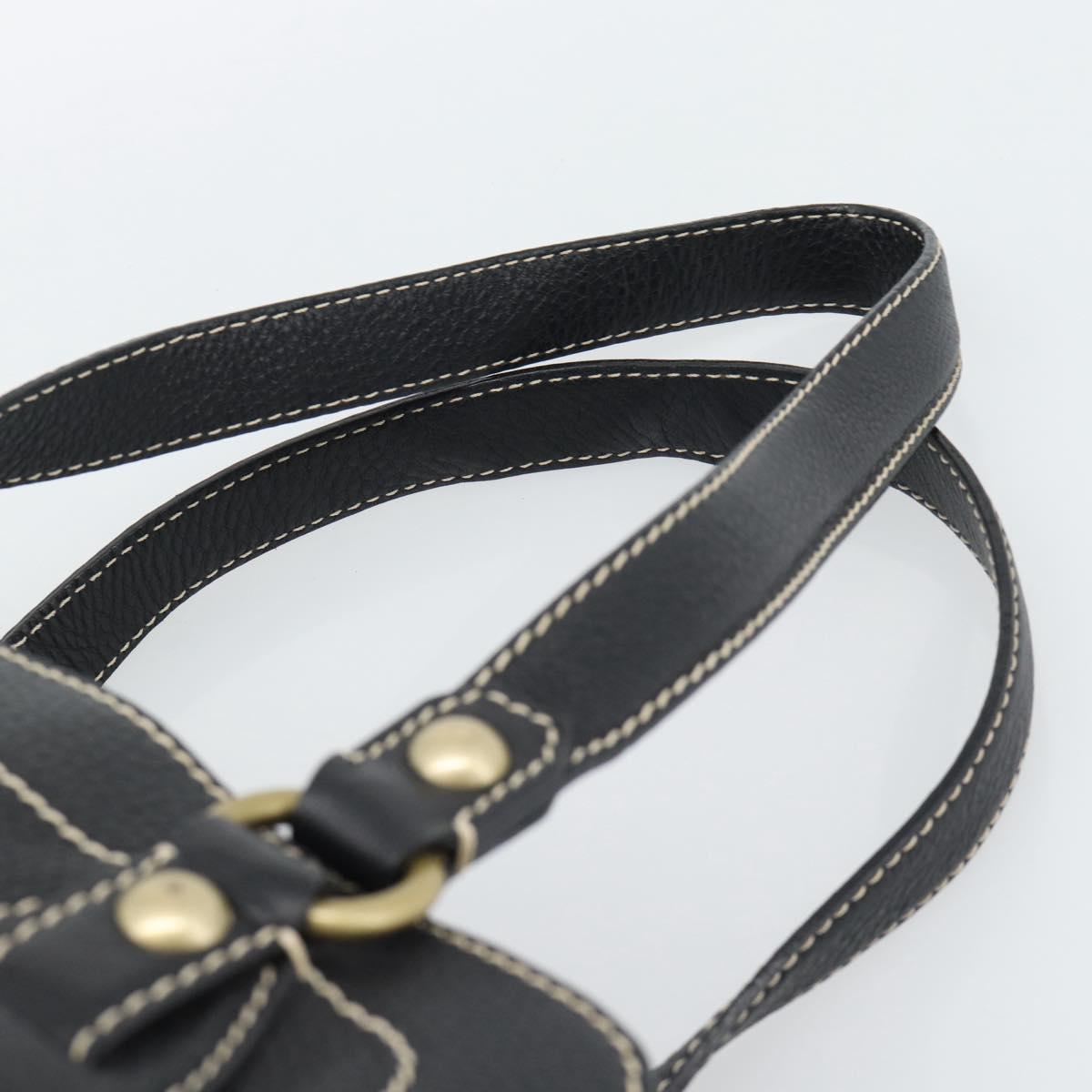 CELINE Tote Bag Leather Black Gold Auth 187040SAV