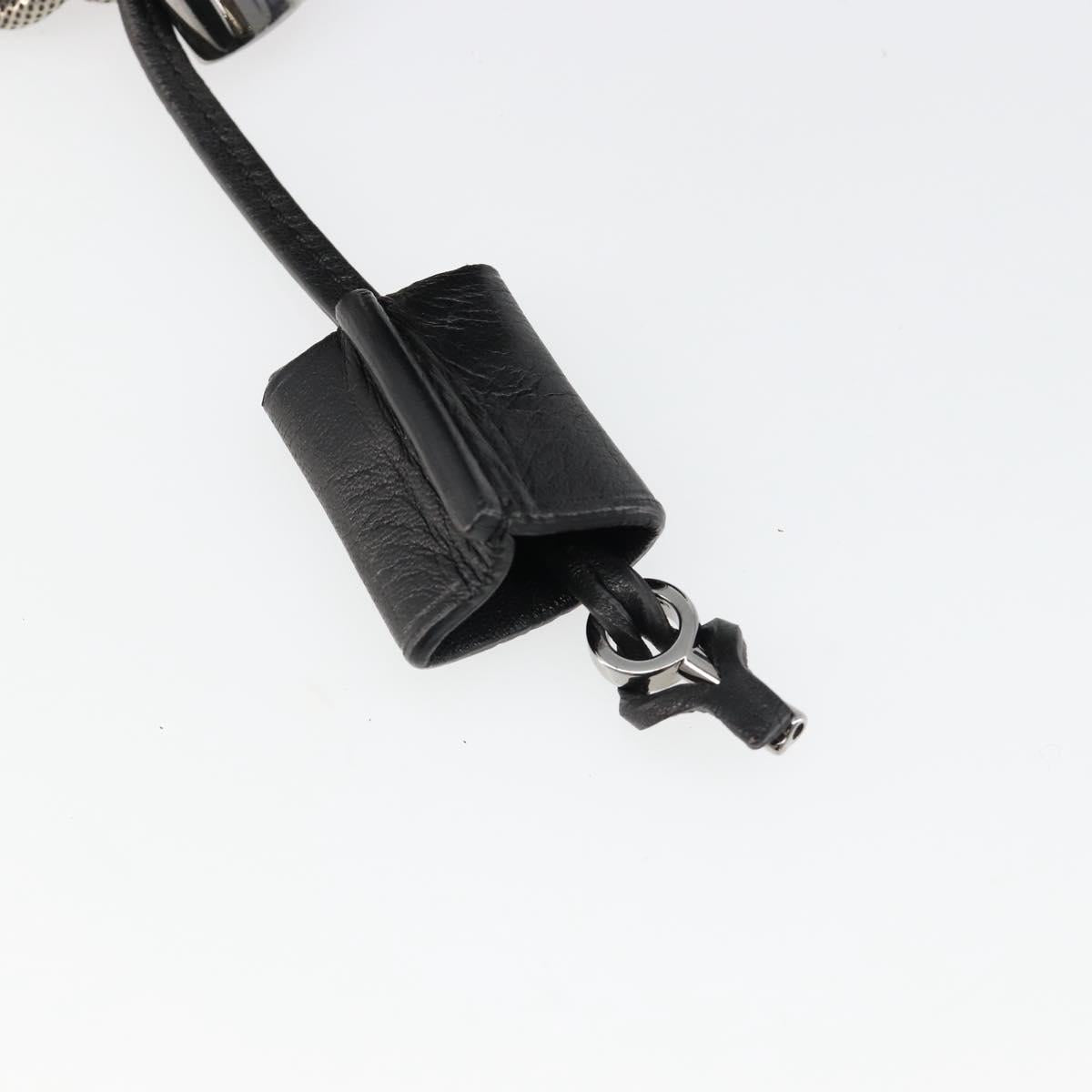 CELINE Chain Shoulder Bag Leather Black Silver Auth 187041SAV