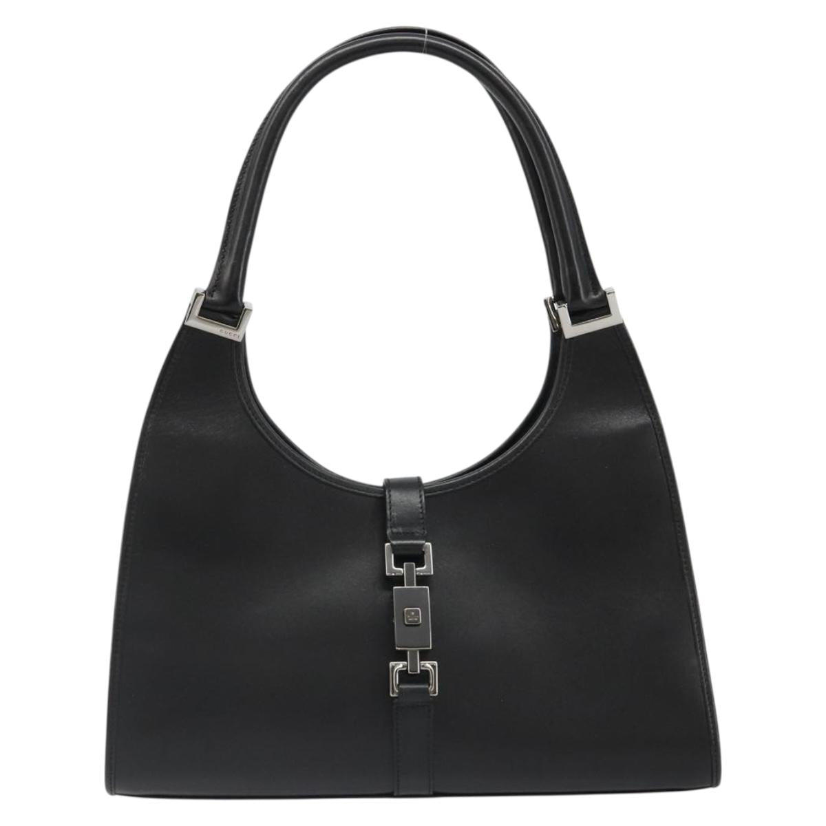 GUCCI Jackie Shoulder Bag Leather Black Silver 002 1067 Auth 187042SAV