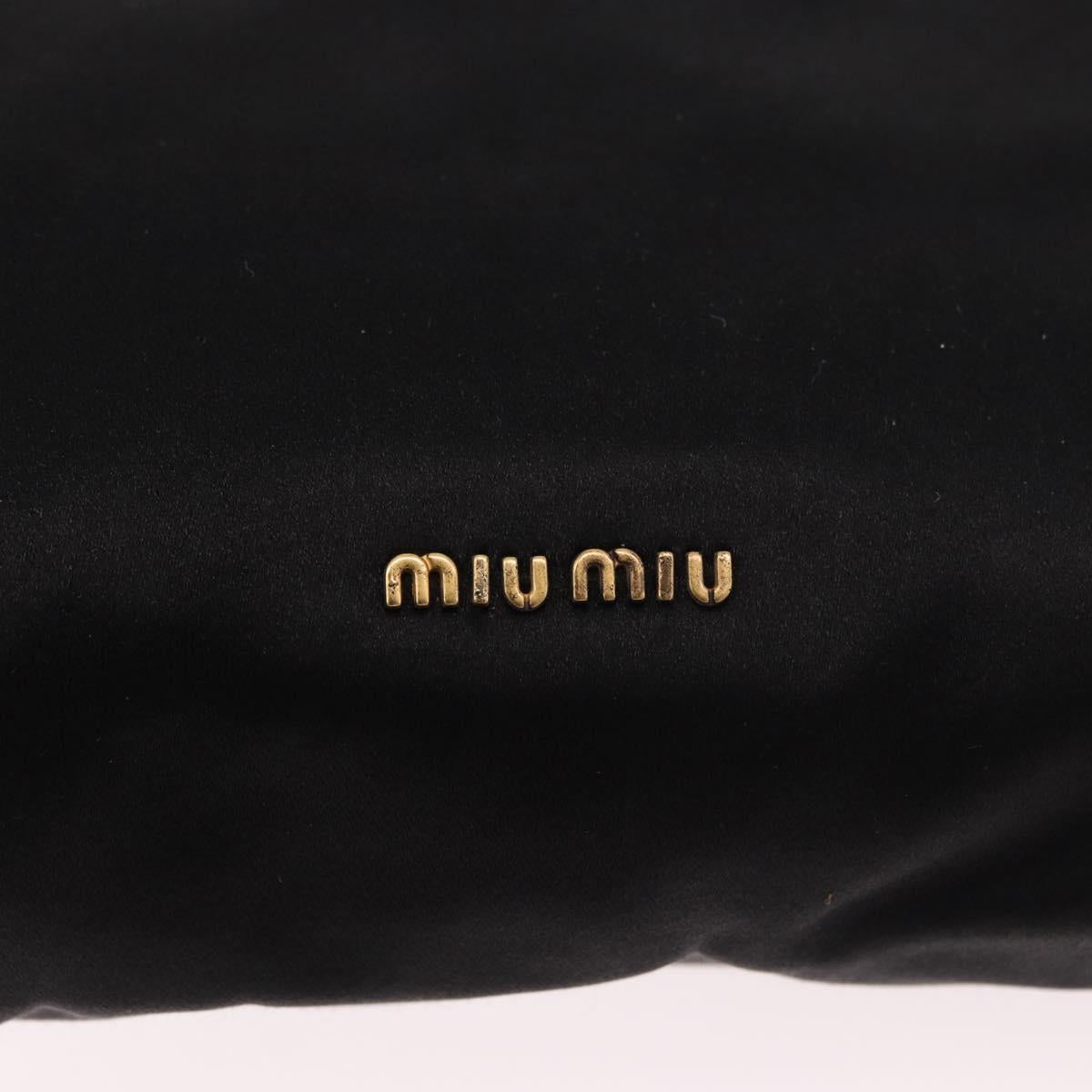 Miu Miu Hand Bag Satin Black Gold Auth 187043A
