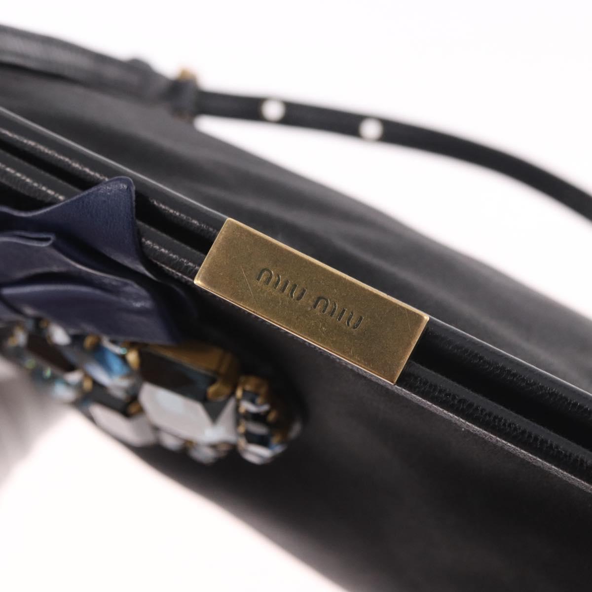 Miu Miu Hand Bag Satin Black Gold Auth 187043A