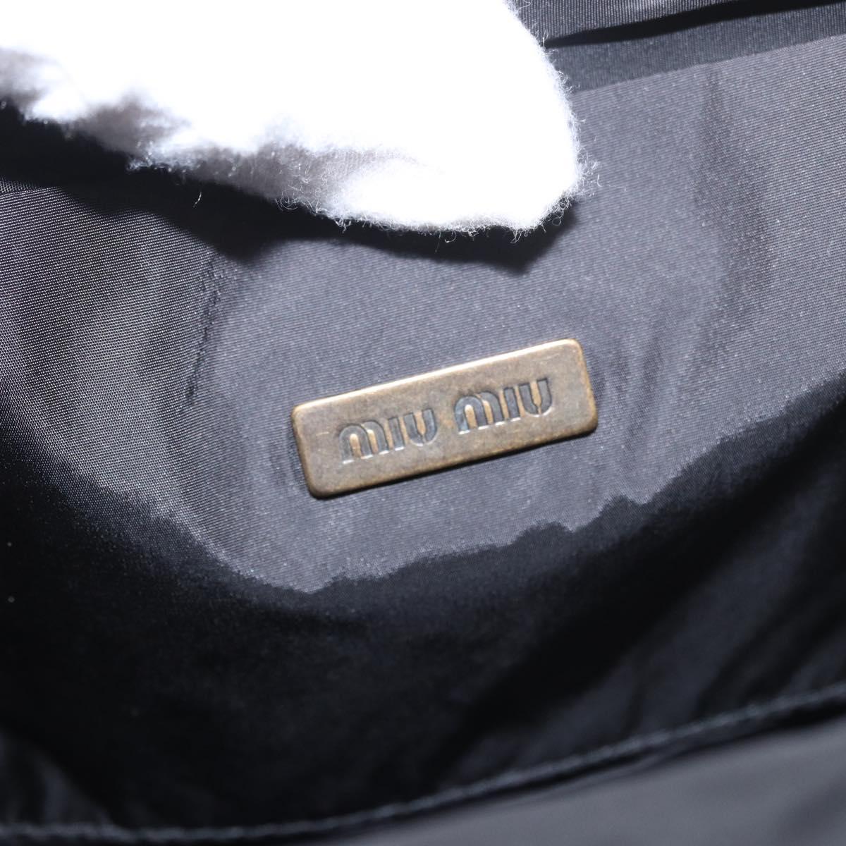 Miu Miu Hand Bag Satin Black Gold Auth 187043A