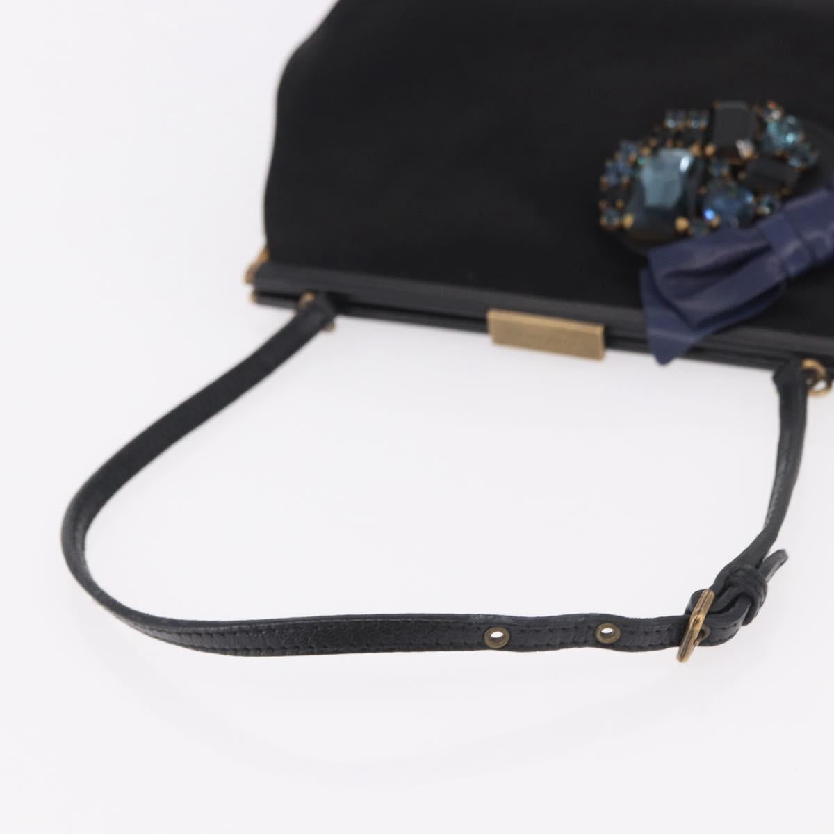 Miu Miu Hand Bag Satin Black Gold Auth 187043A