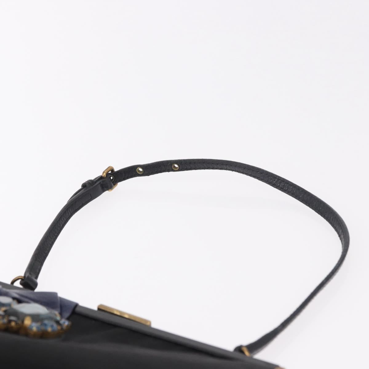Miu Miu Hand Bag Satin Black Gold Auth 187043A