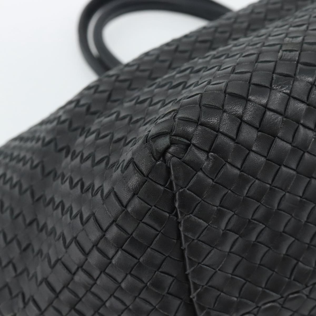 BOTTEGA VENETA INTRECCIATO Cabas MM Hand Bag Leather Black Auth 187044SAV