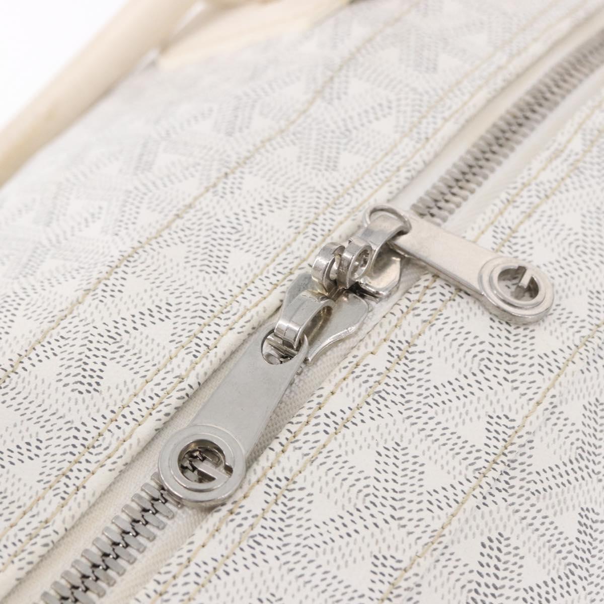 GOYARD Herringbone Boeing 55 Boston Bag PVC White Silver Auth 187047A